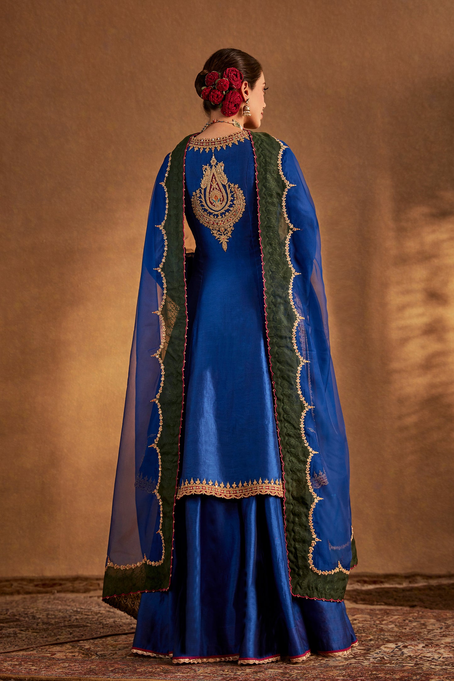 Deep Blue Silk Sharara Set