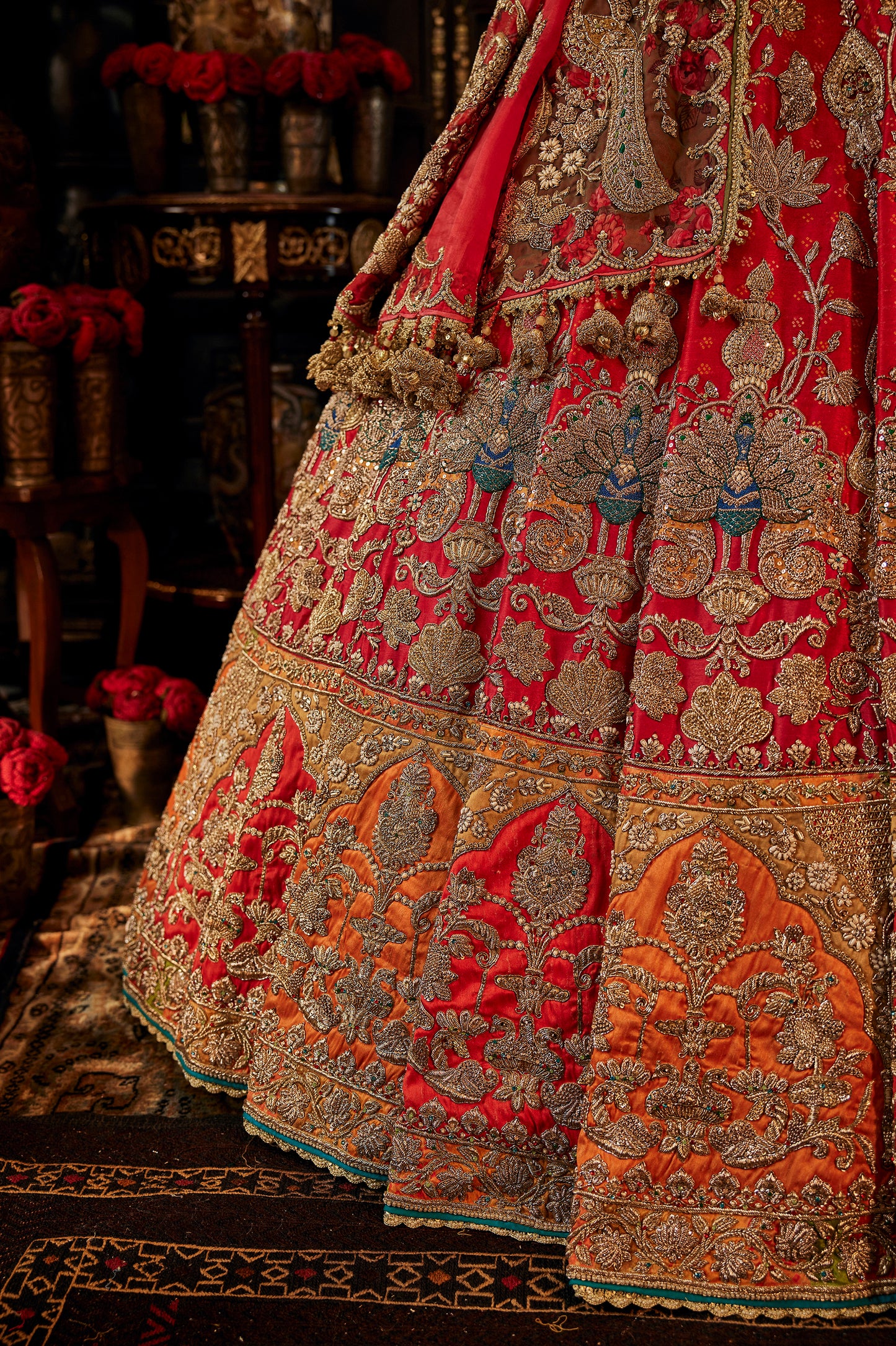 Vivid Red Palampore Lehenga