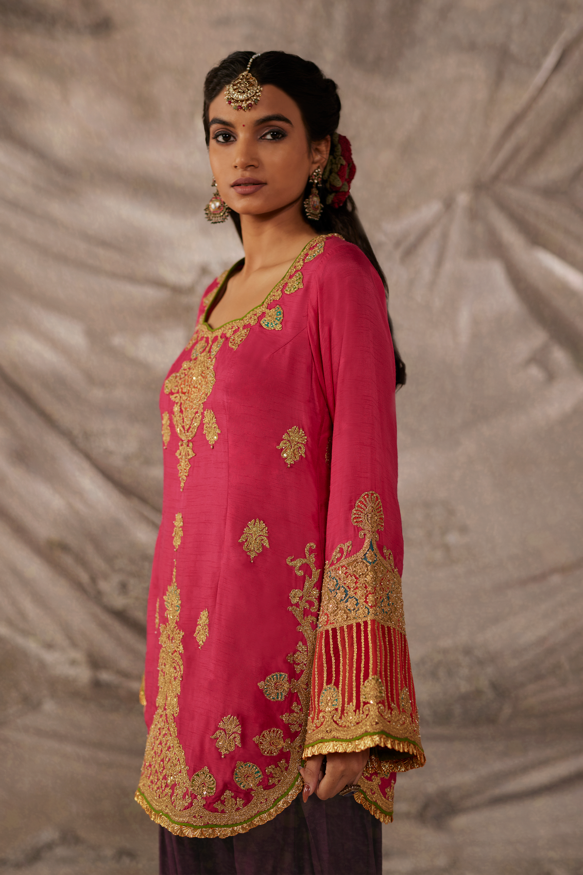 Rani pink kurta Set