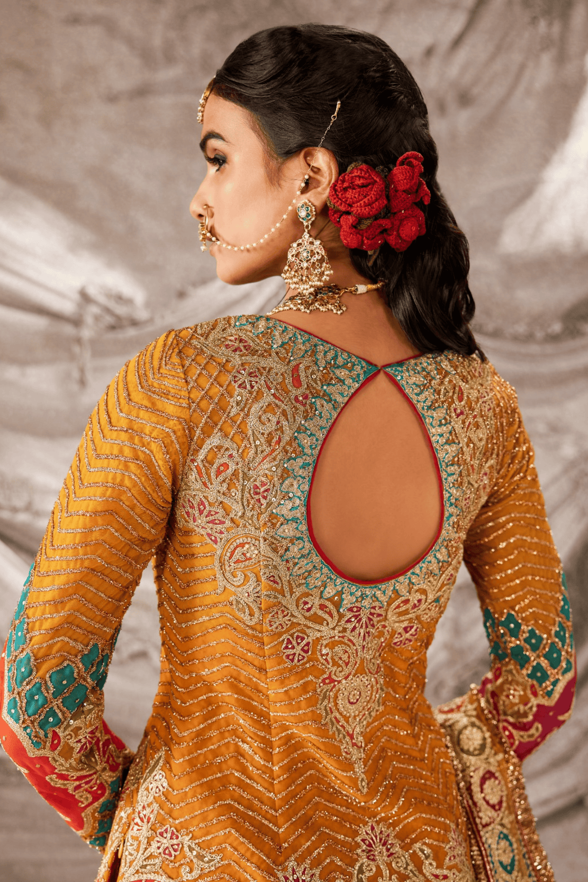 Fiame Orange Lehenga