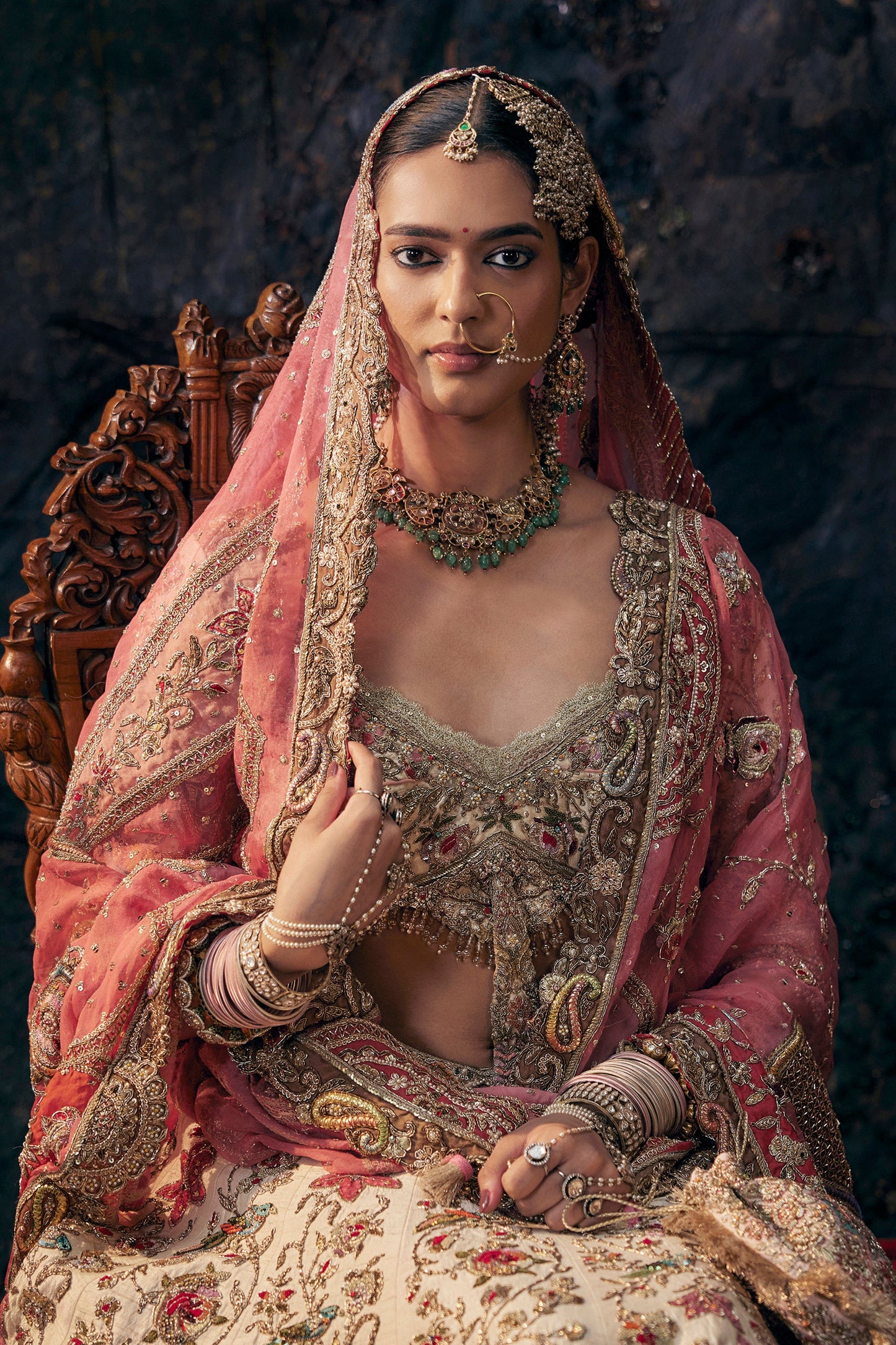 Earthy Ivory Floral Lehenga