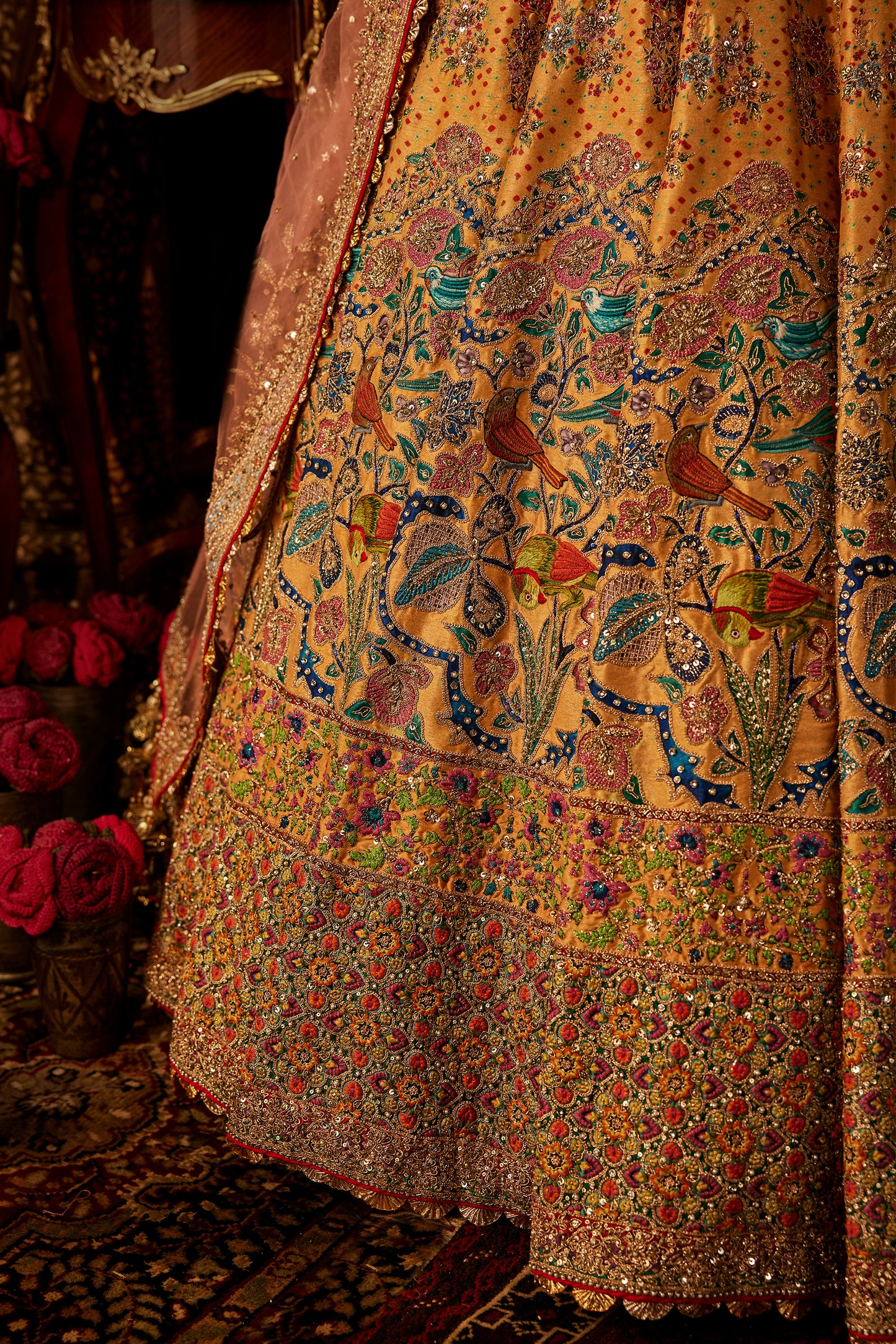 Yellow BirdSong Silk Lehenga