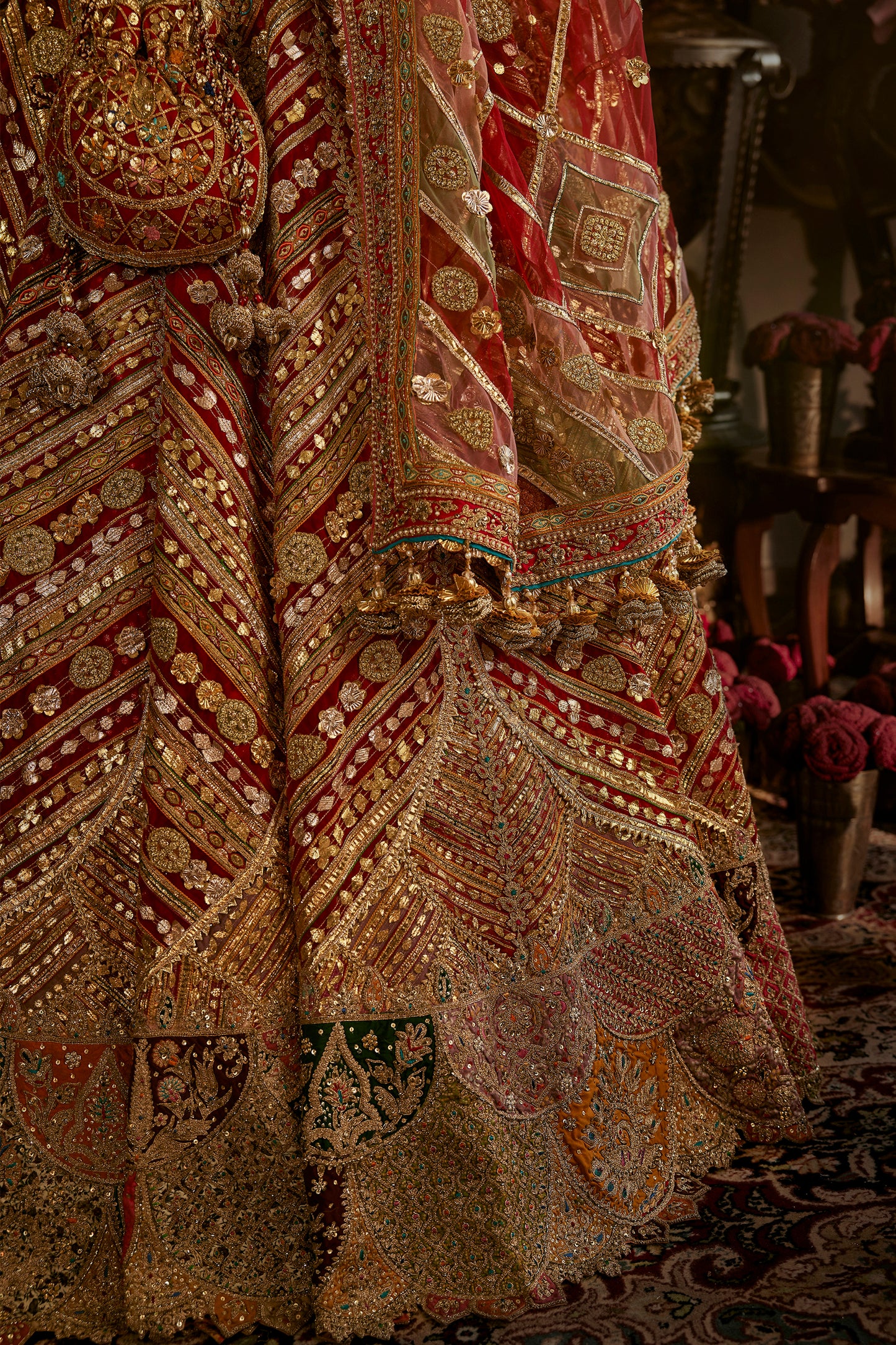 Deep Red Gota Lehenga