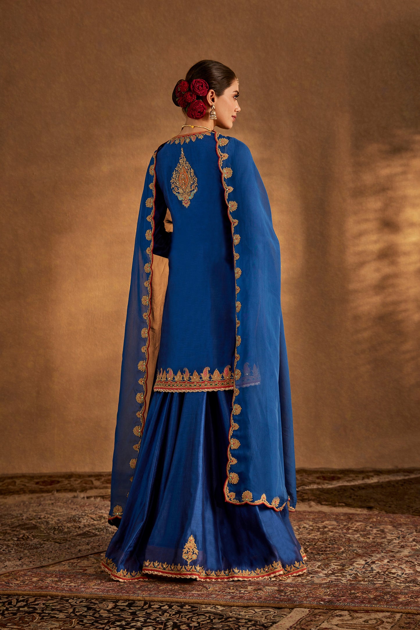 Lapis Blue Silk Sharara Set