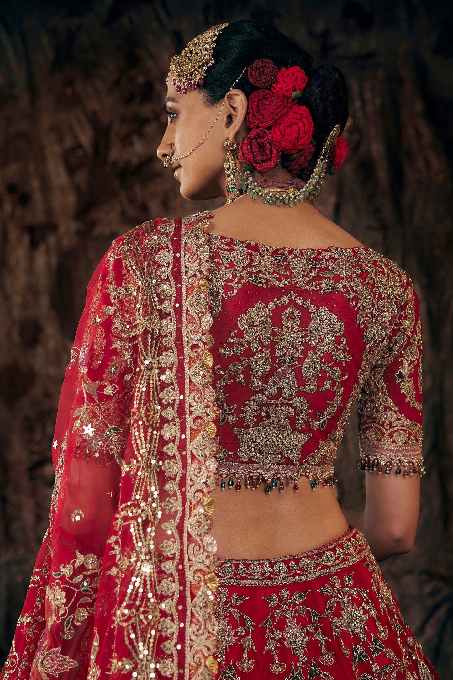 Scarlet Red Floral Lehenga