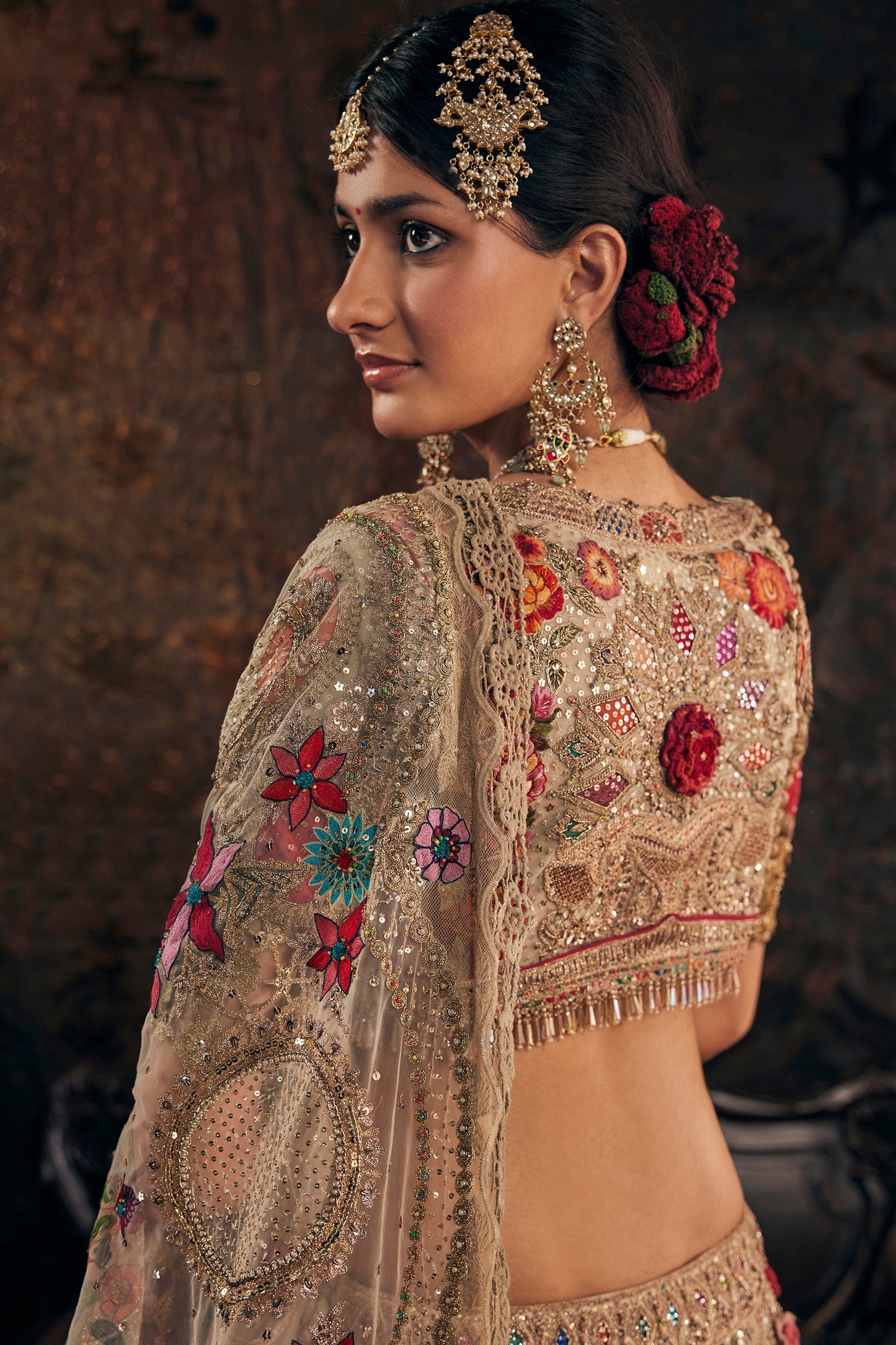 Ivory And Pale Gold Lehenga