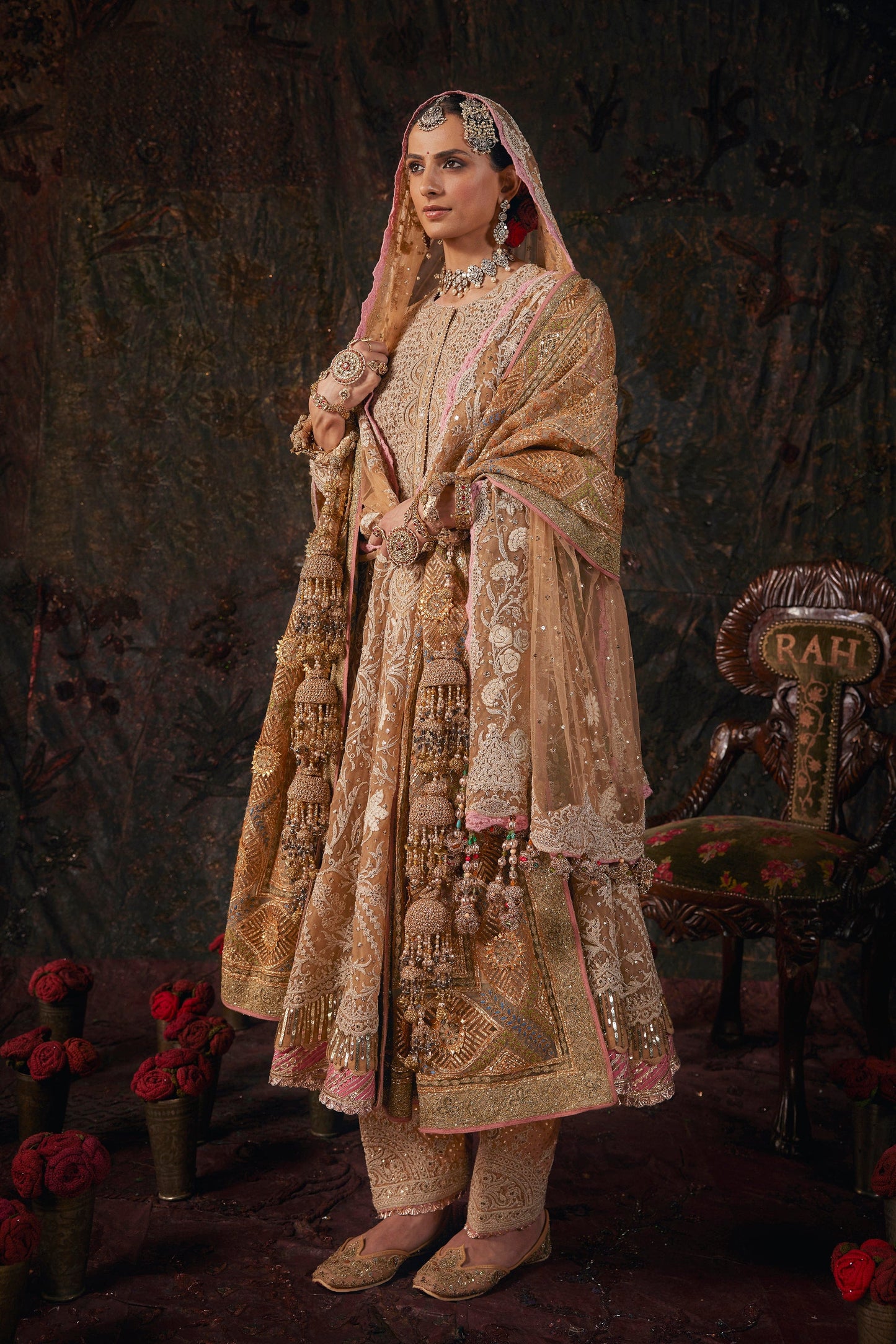 Earthy Beige Floral Kalidar Set