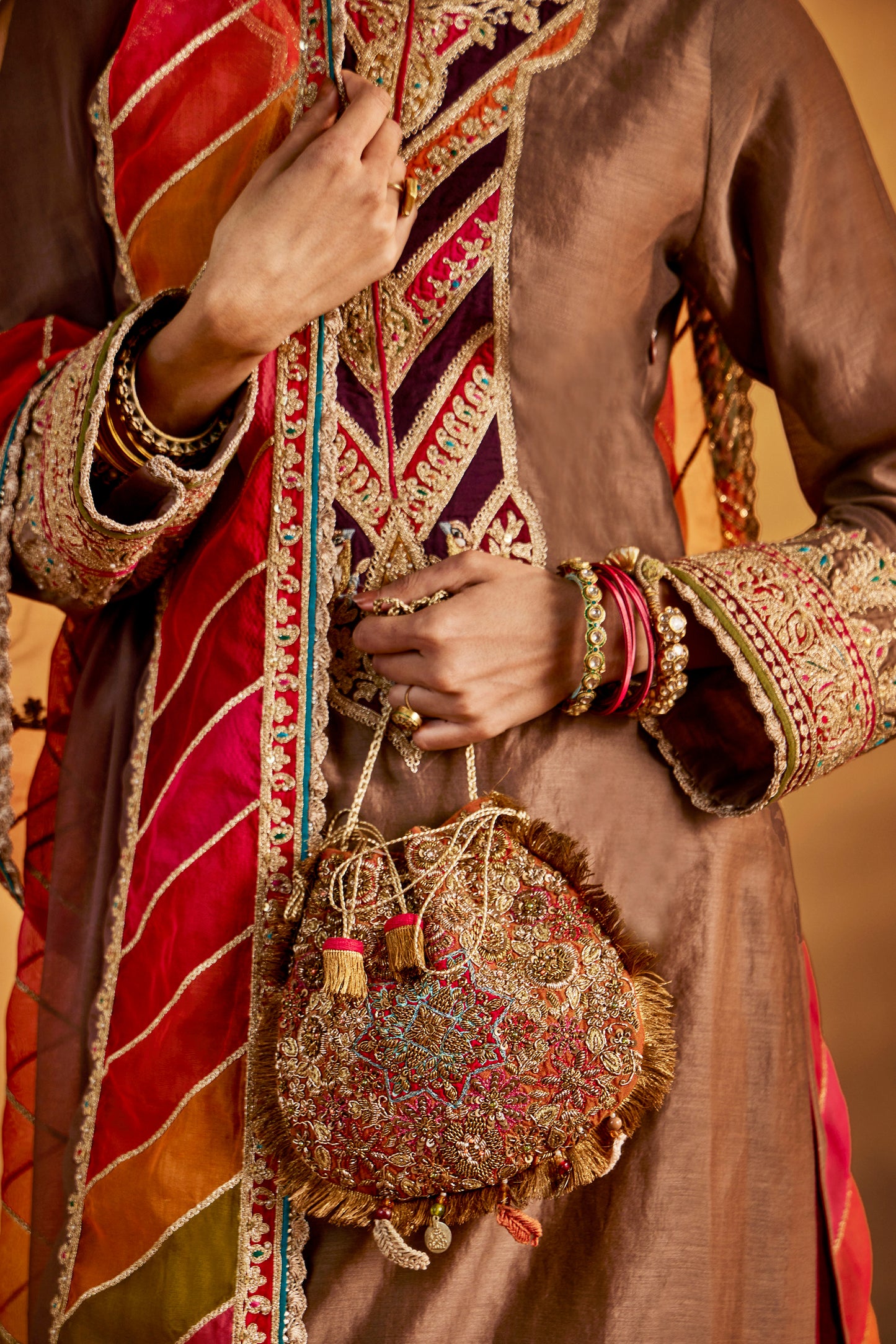 Brown-Red Kurta Set