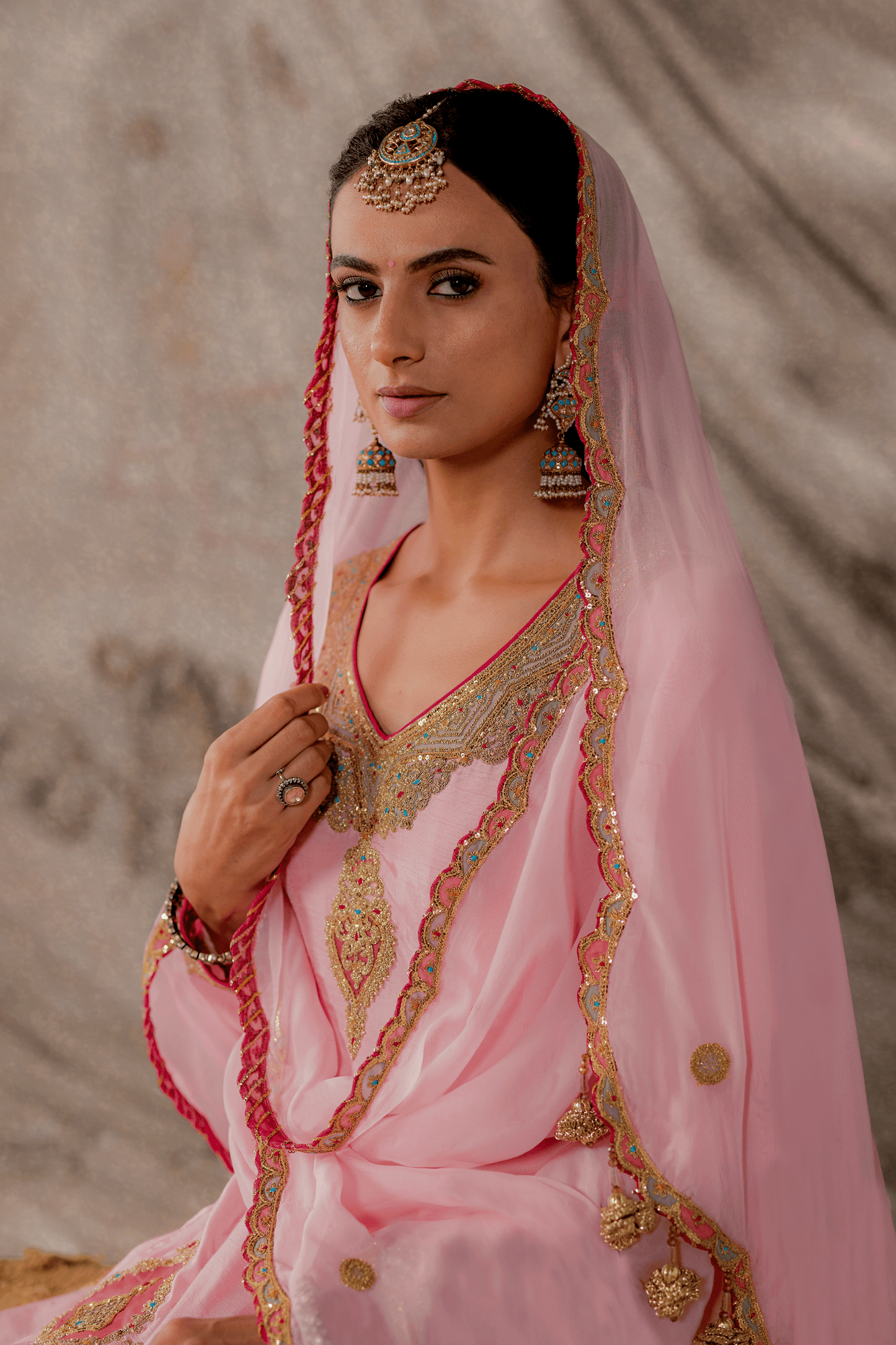 Pale Pink Kalidar- Sharara Set