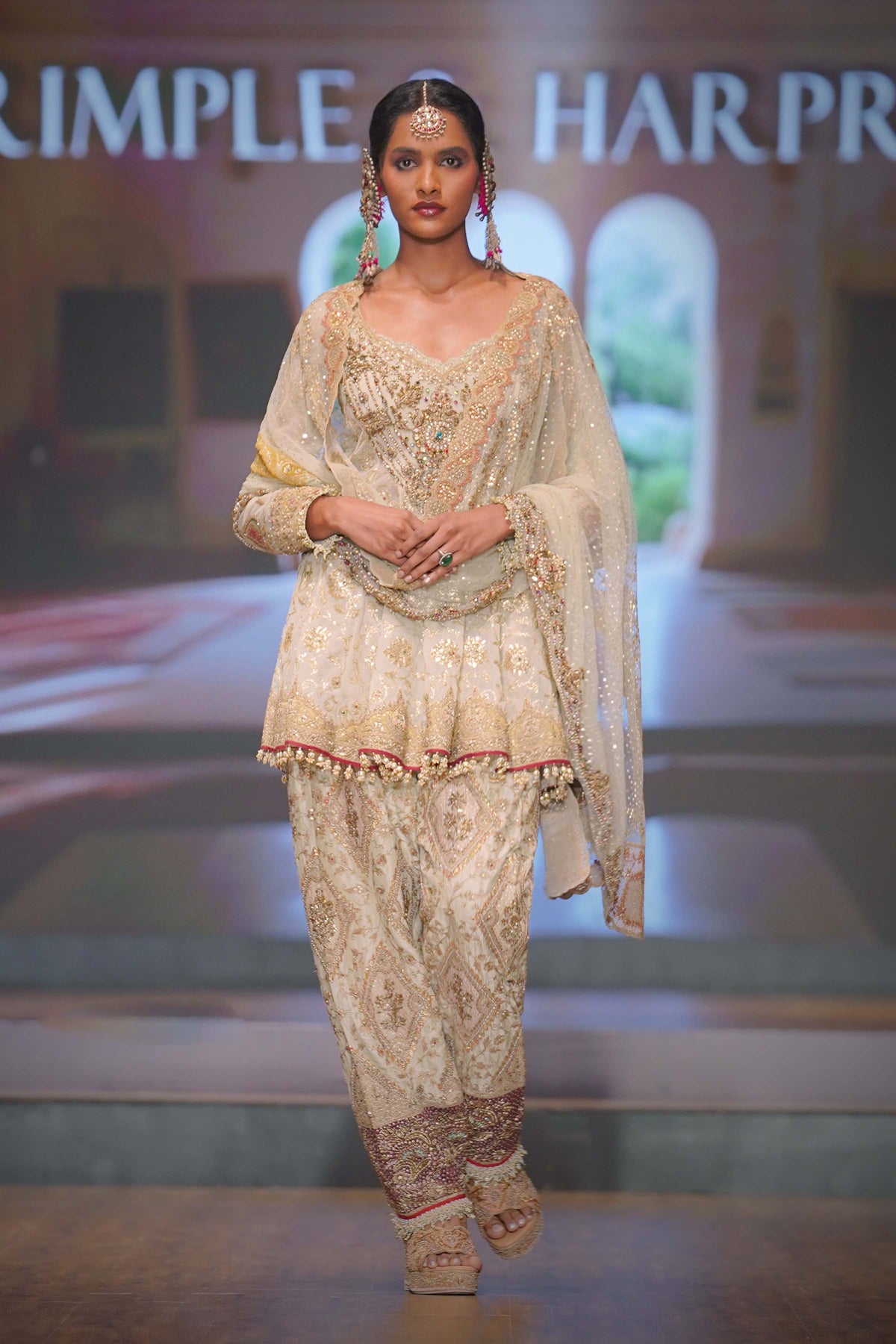 Ivory Tulle Kalidar Kurta Set