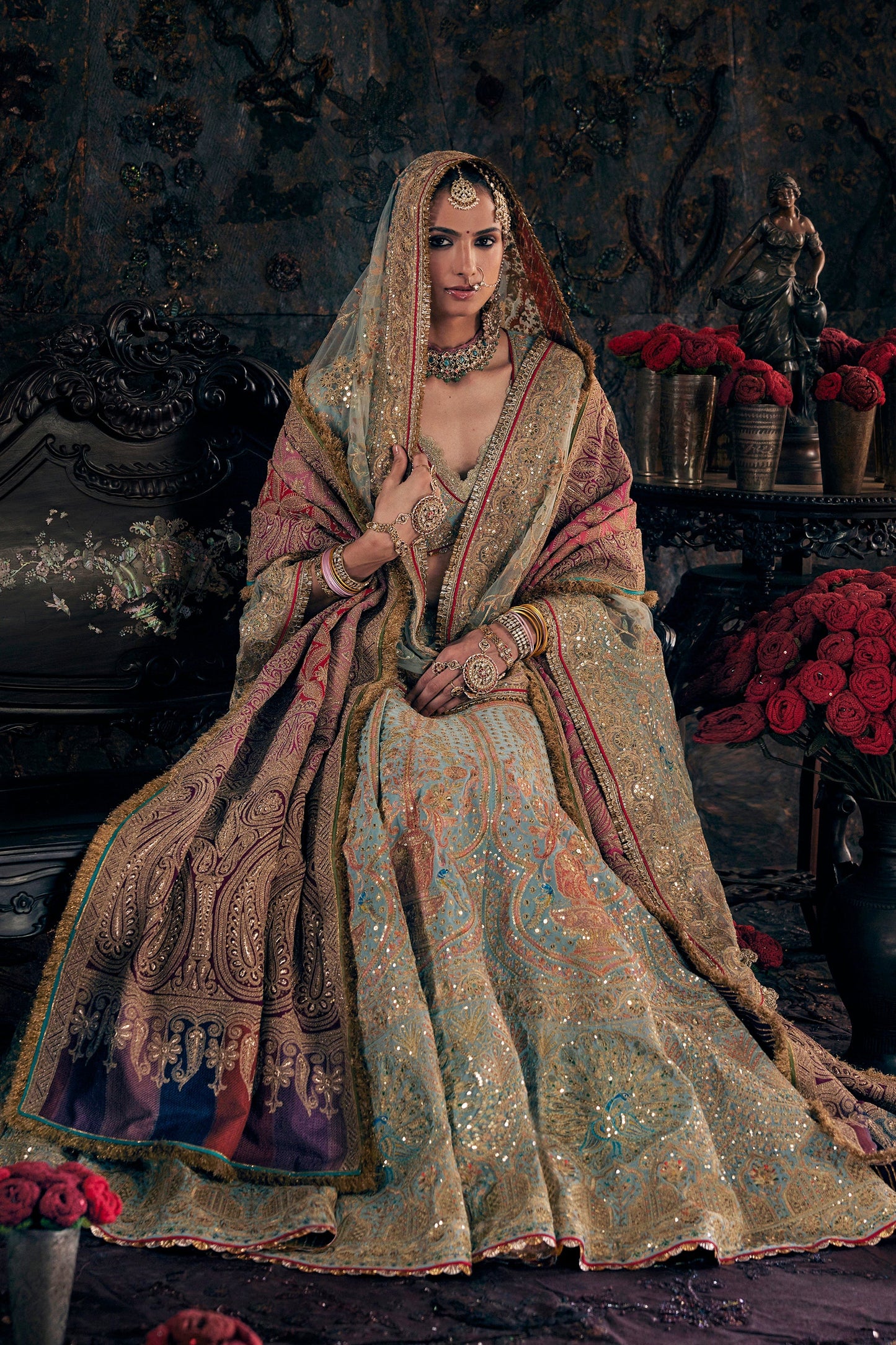 Pale Frosted Blue Lehenga