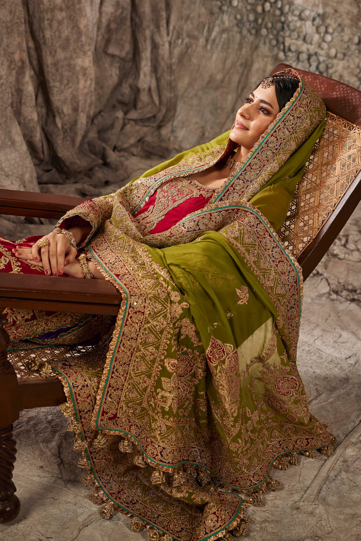 Antique Red Embroidered Kurta Set