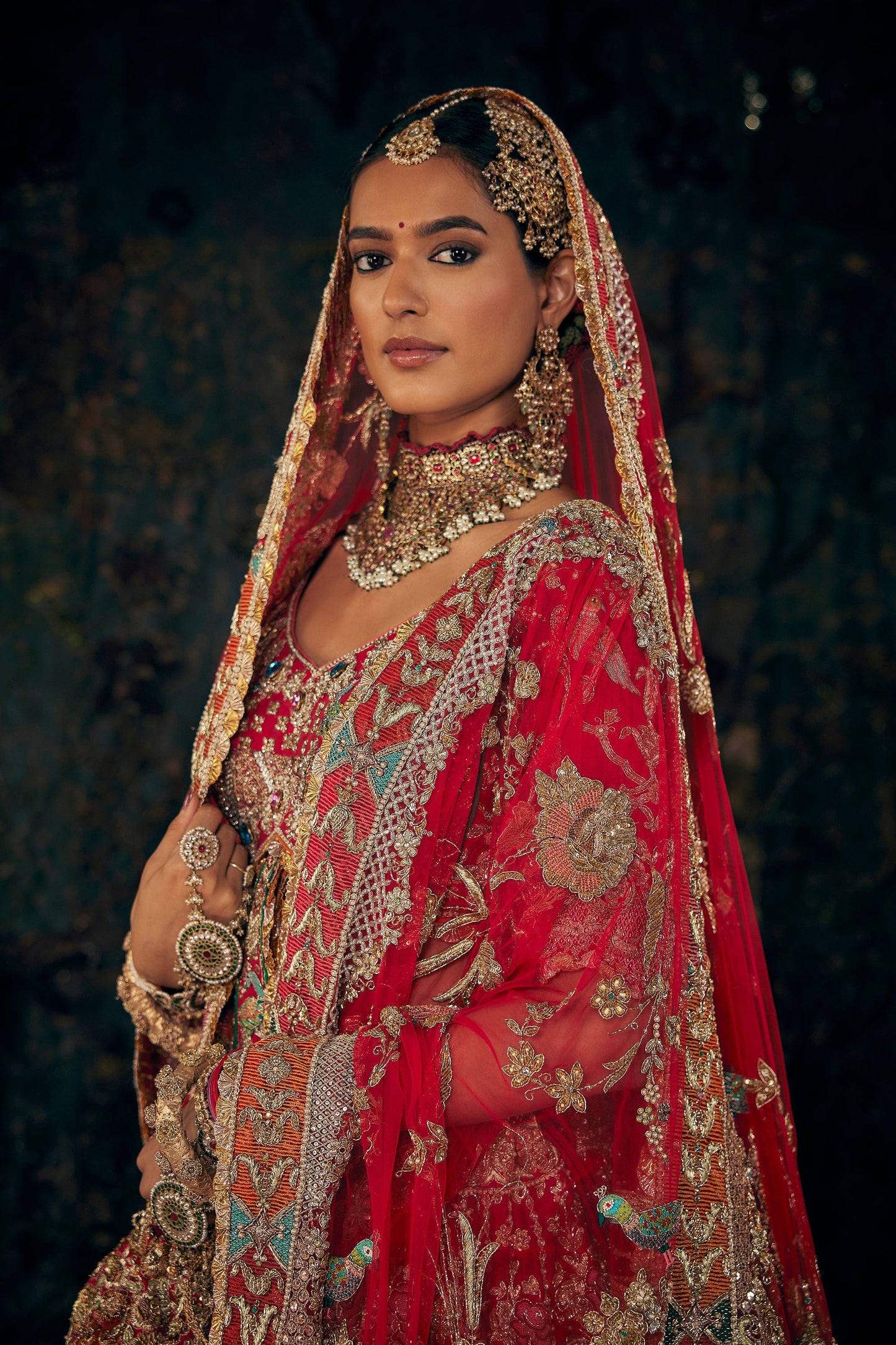 Deep Red Chintz Lehenga