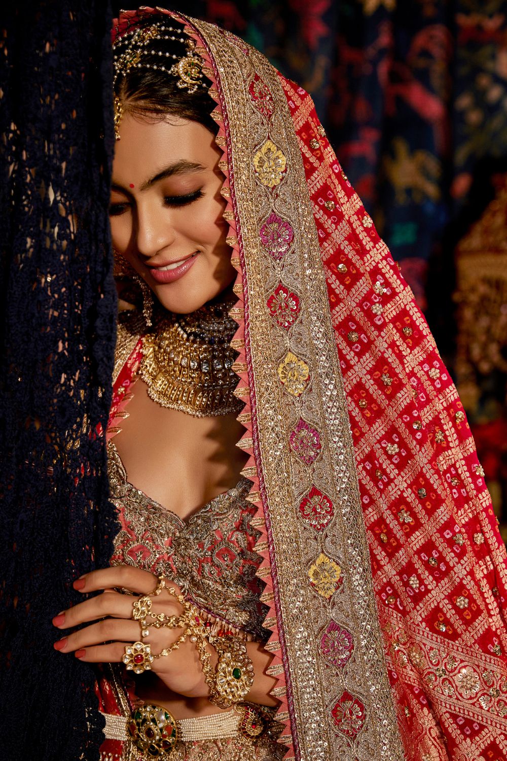 Coral Floral & Paisley Lehenga Set