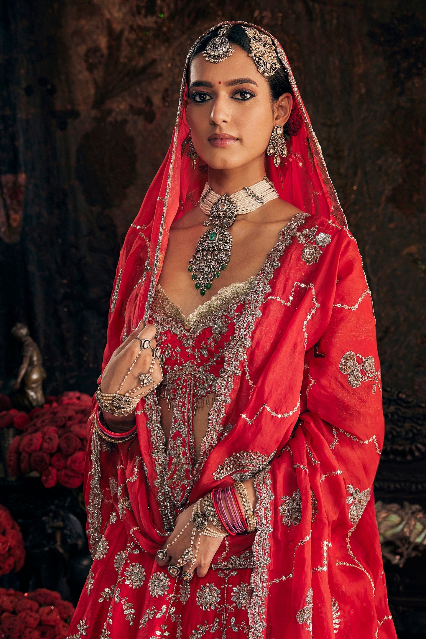 Scarlet Red Phoenix Lehenga