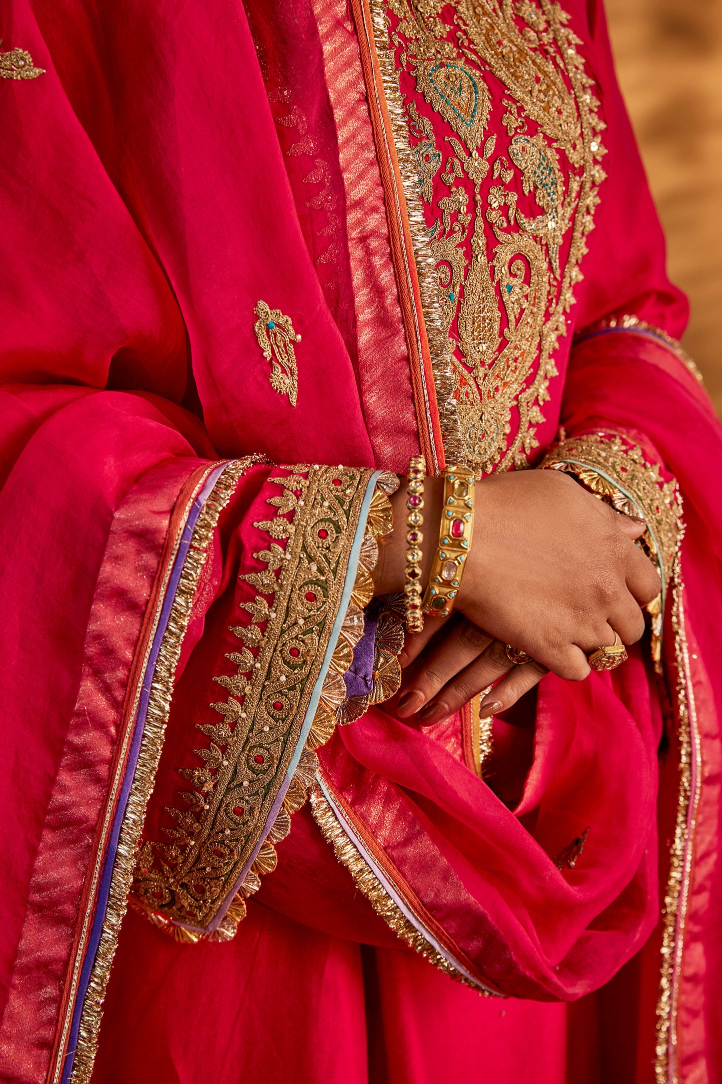 Rani Pink Florid Kurta Set
