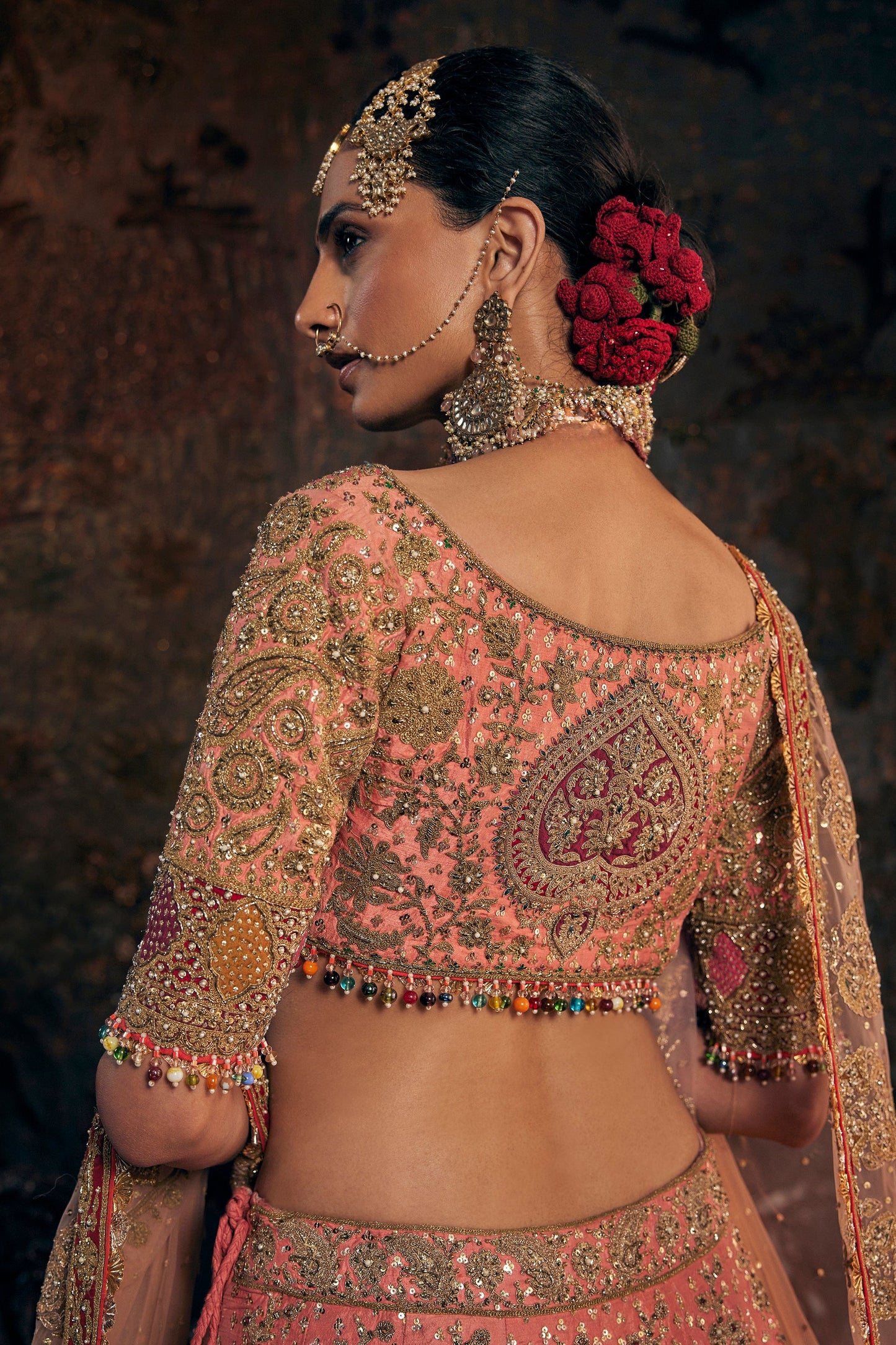 Blush Peach Avian Lehenga