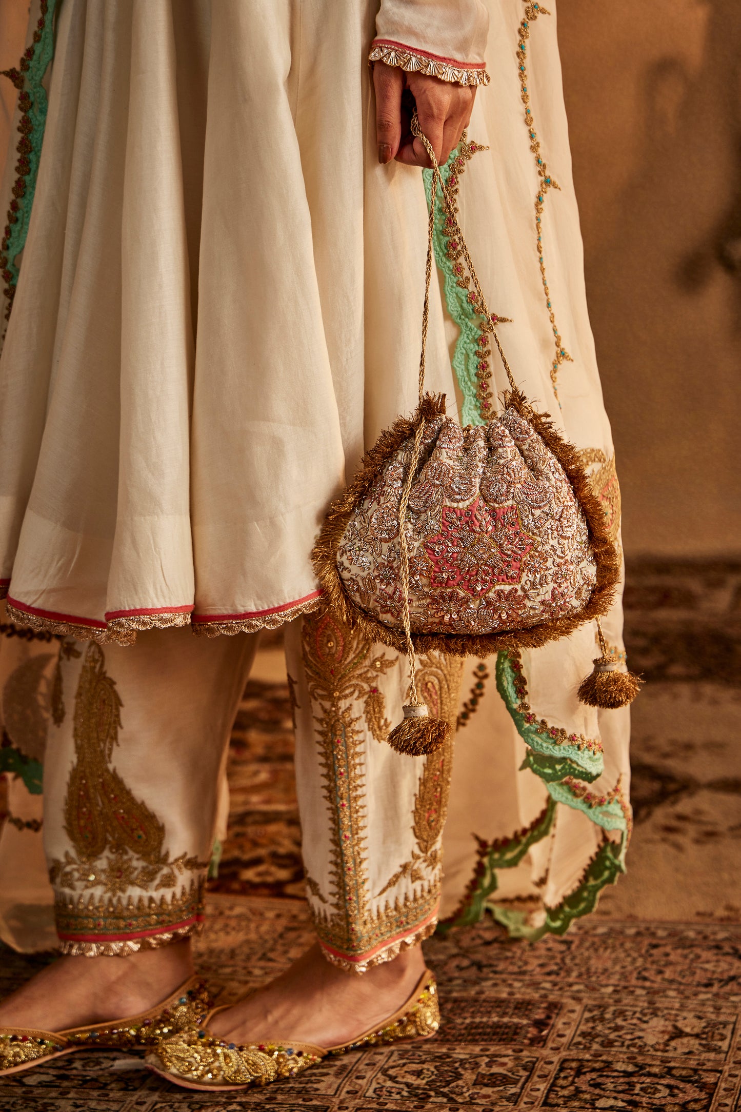 Ivory Chand-Phool Kalidar Set