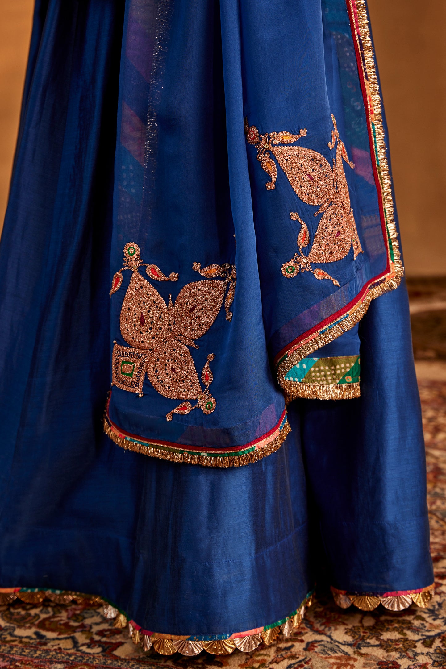 Deep Blue Abha Sharara Set