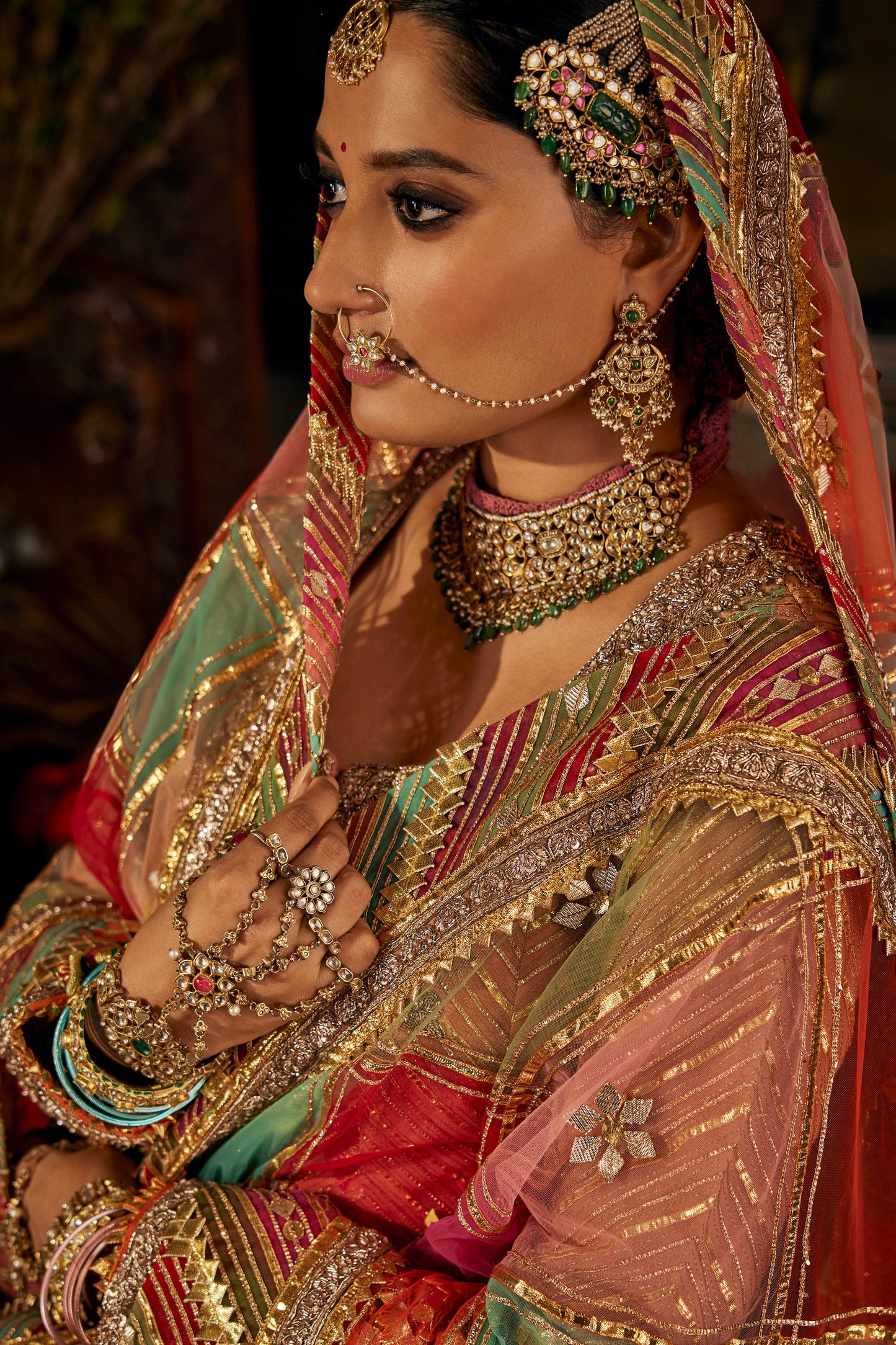 Earthy Peach Tulle kalidar