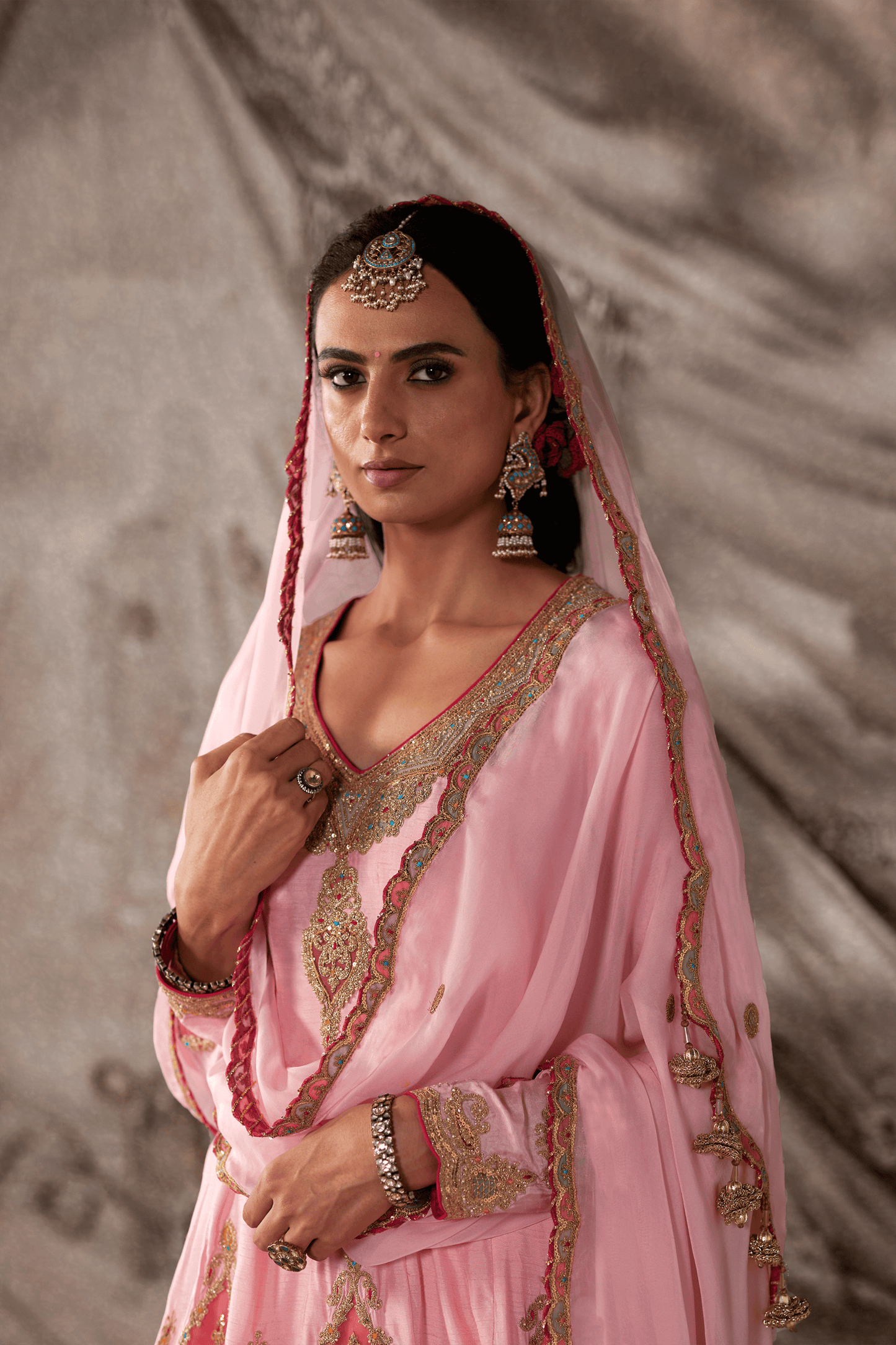 Pale Pink Kalidar- Sharara Set