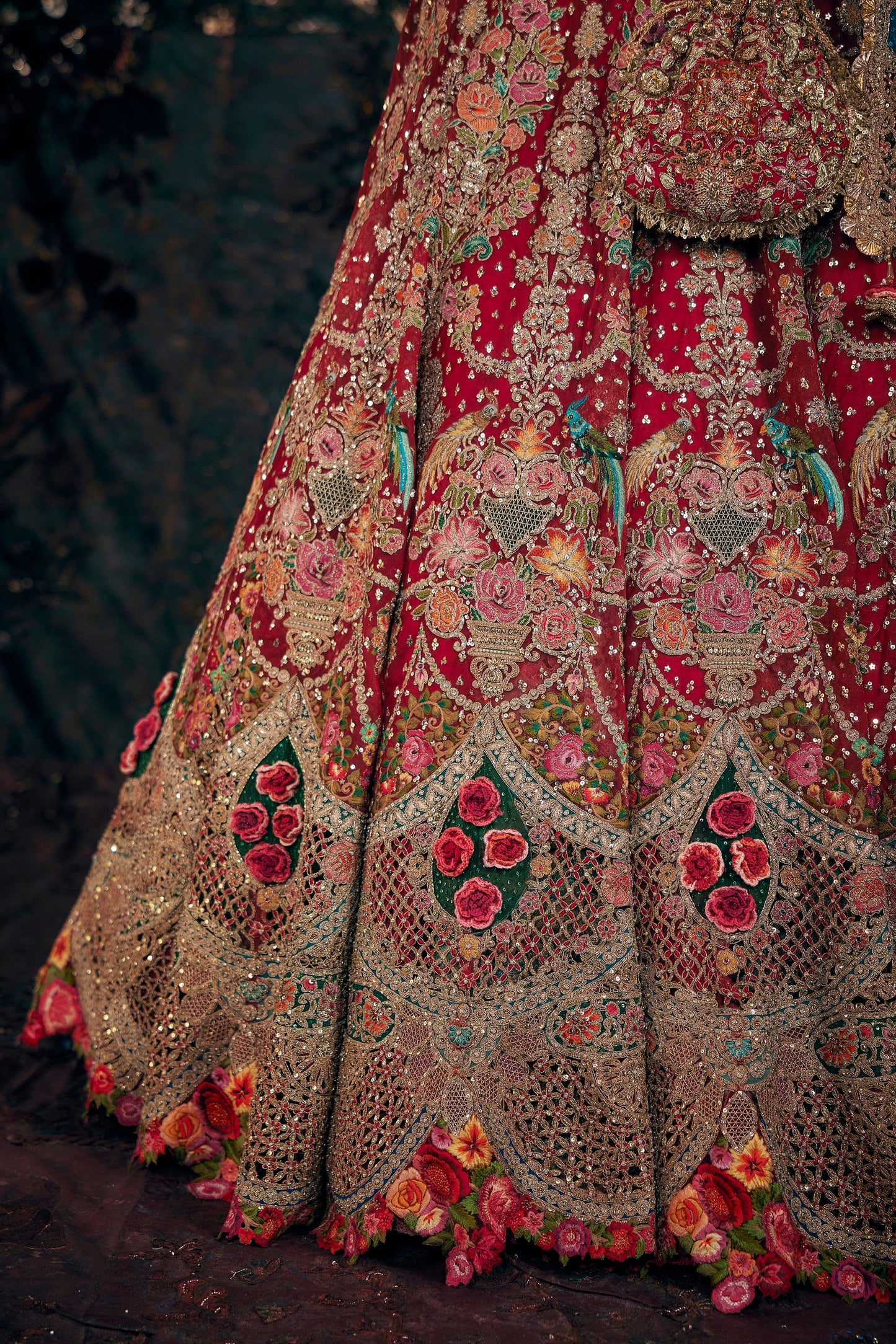 Scarlet Red Floral Lehenga