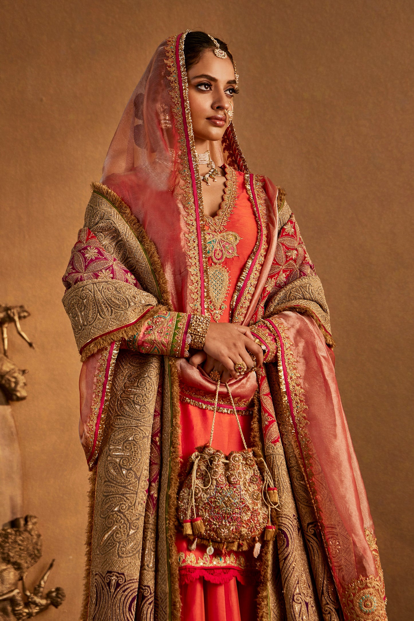 Peach Amber Sharara Set