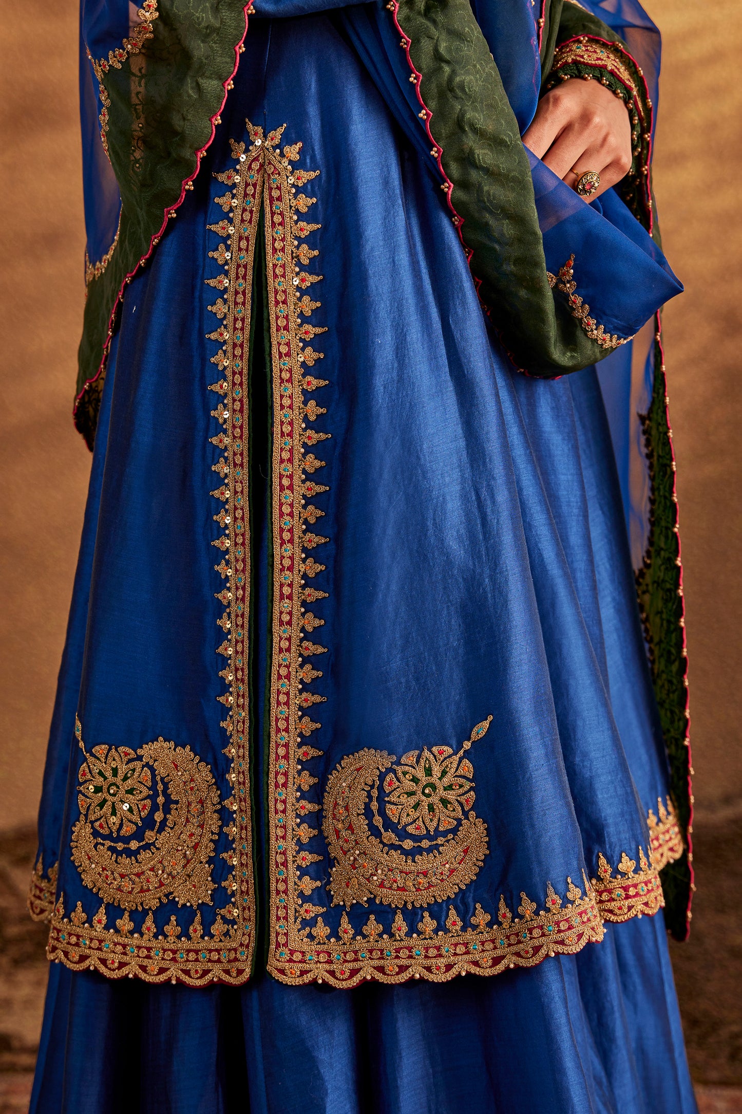 Deep Blue Silk Sharara Set
