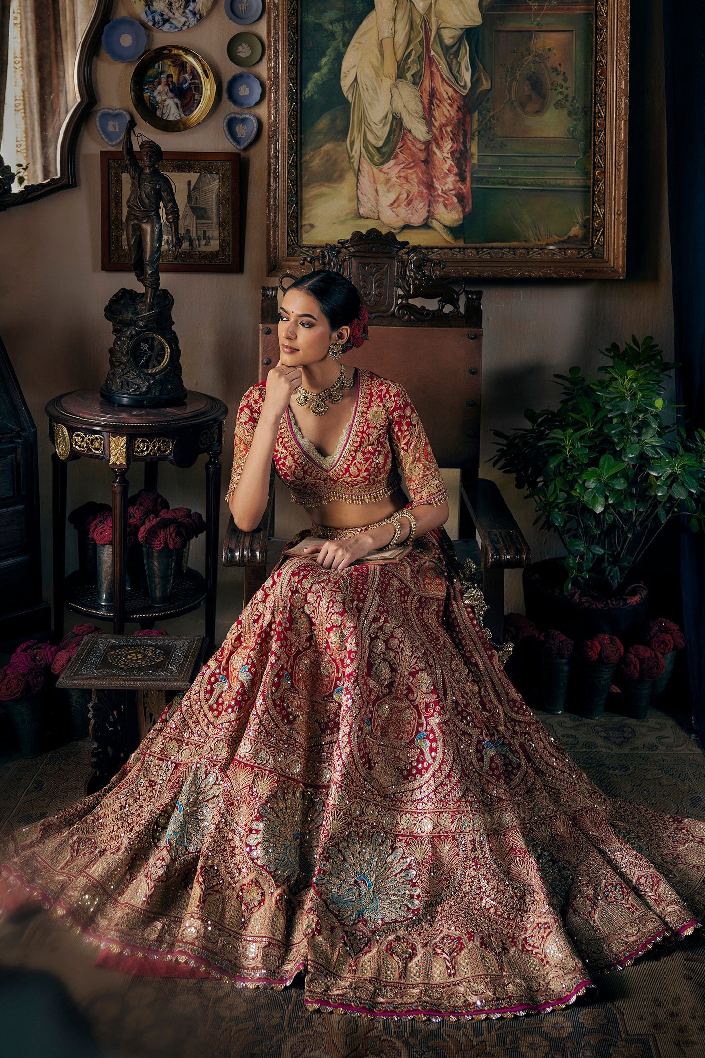 Heritage Deep Red Lehenga