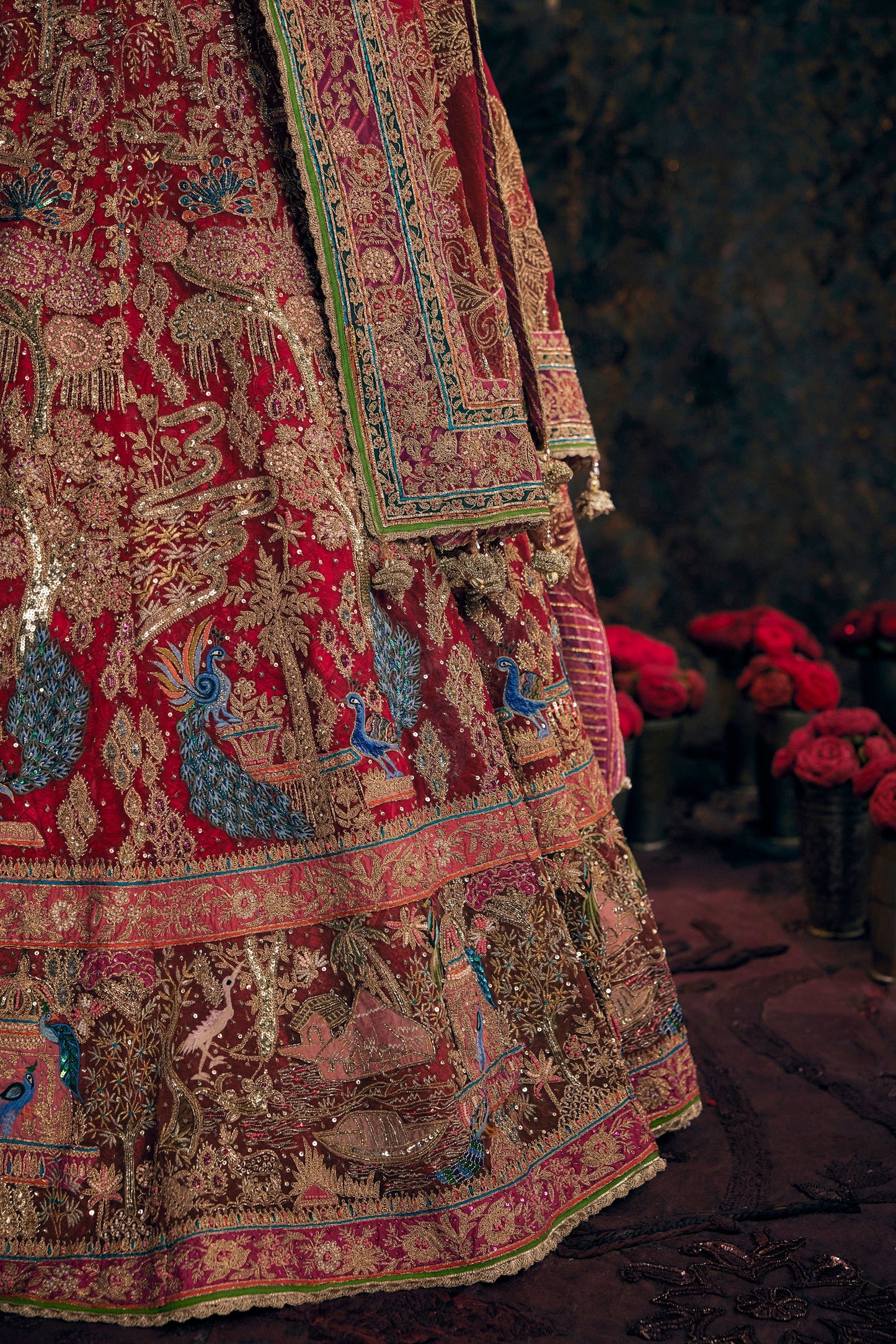 Earthy Red Embroidered Lehenga