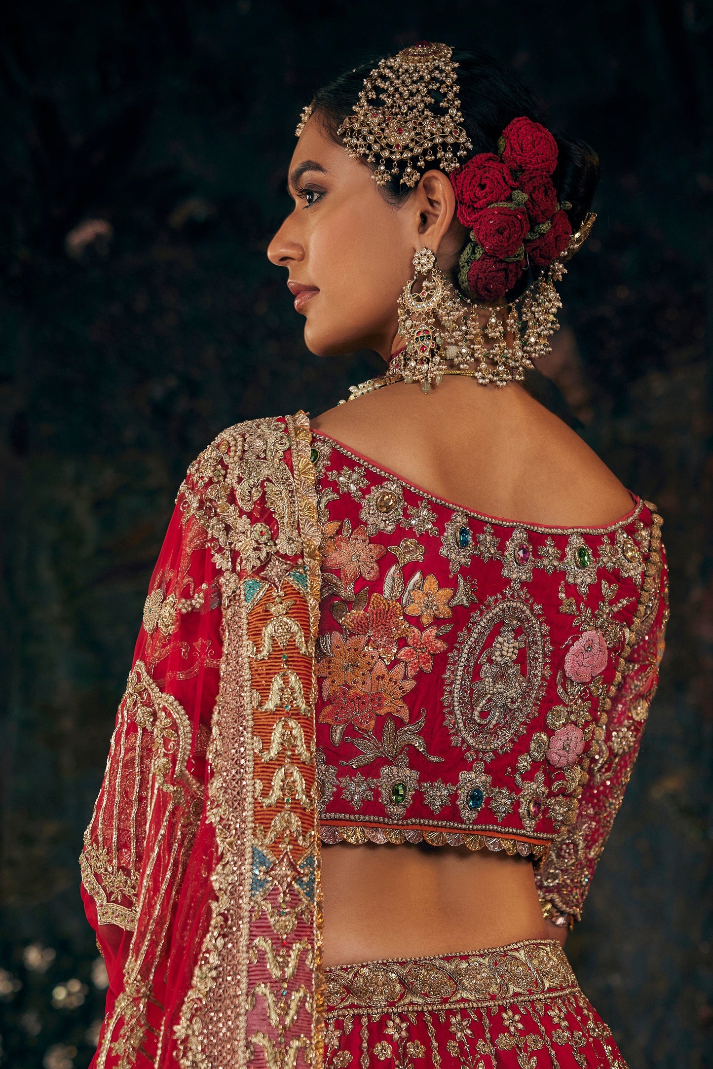 Deep Red Chintz Lehenga