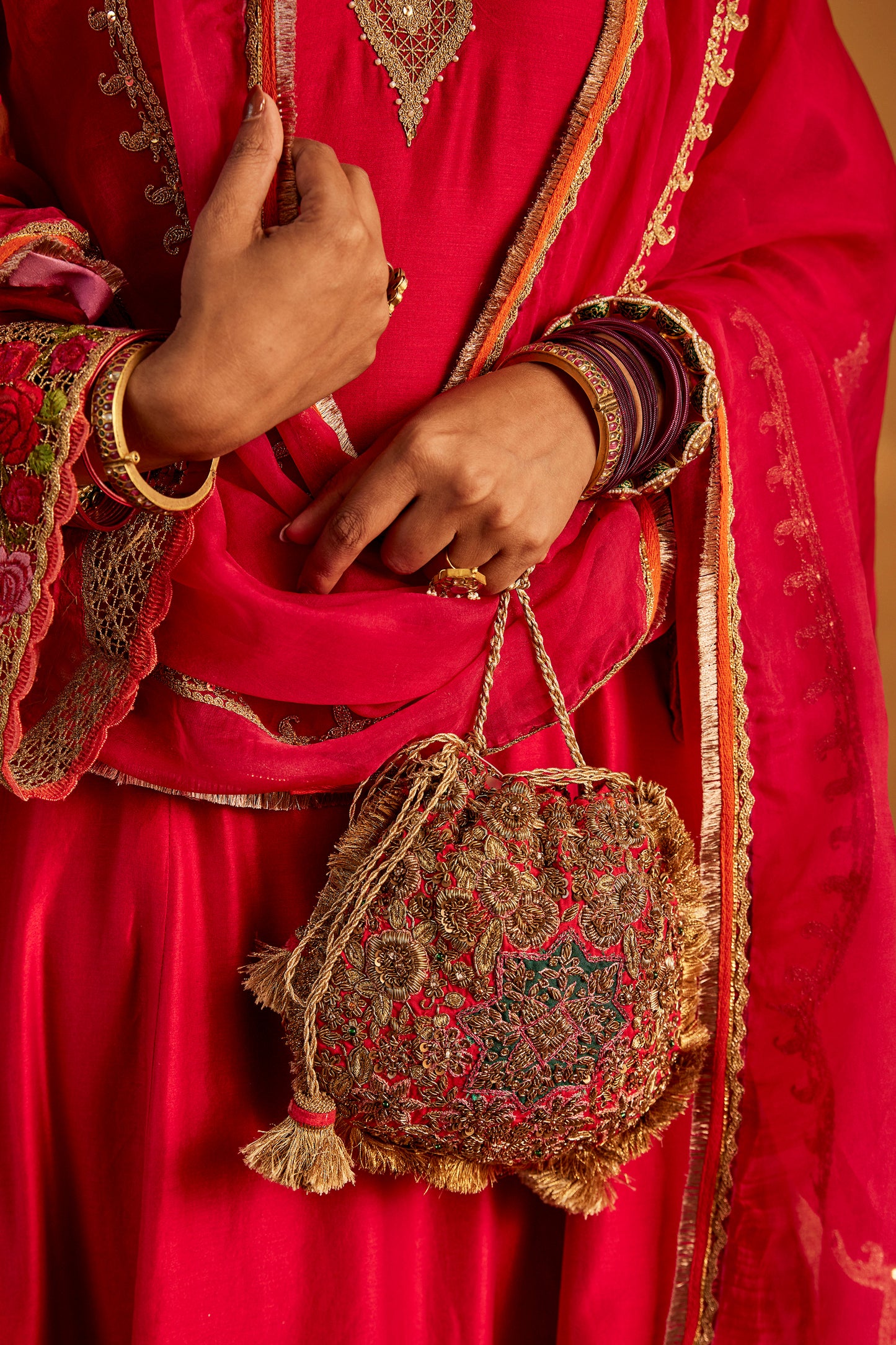 Deep Pink Mughal jaali Kurta Set