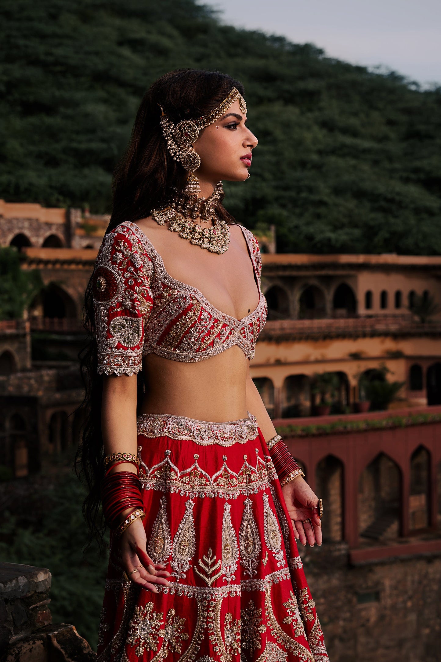 Deep Earthy Red Hued Silk Lehenga