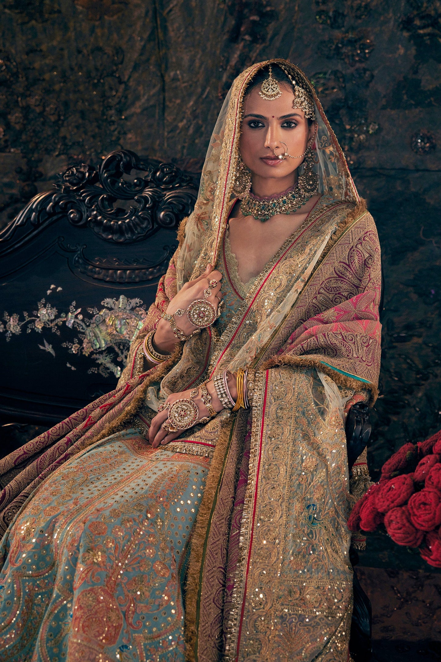 Pale Frosted Blue Lehenga
