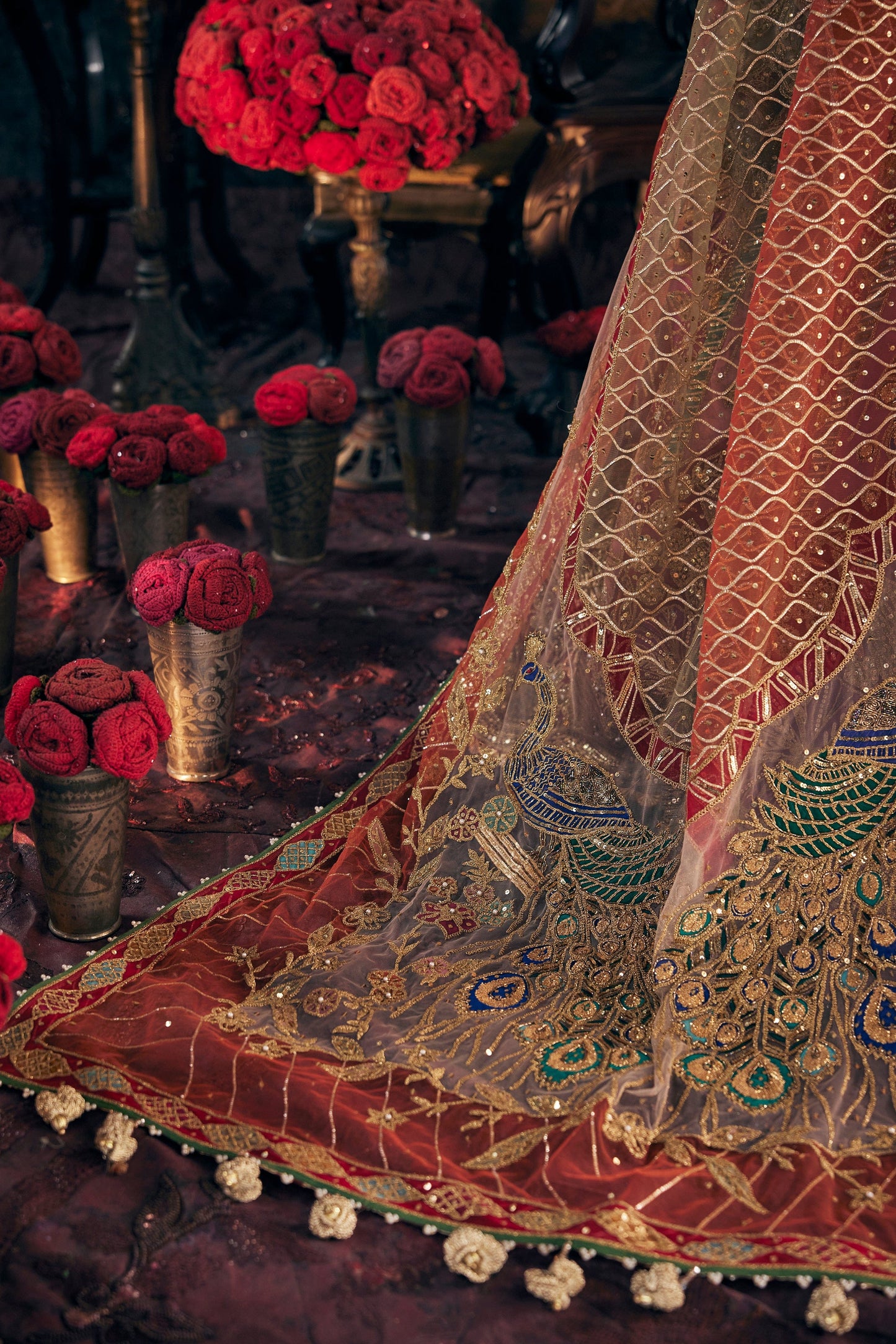 Earthy Ivory Tulle Lehenga