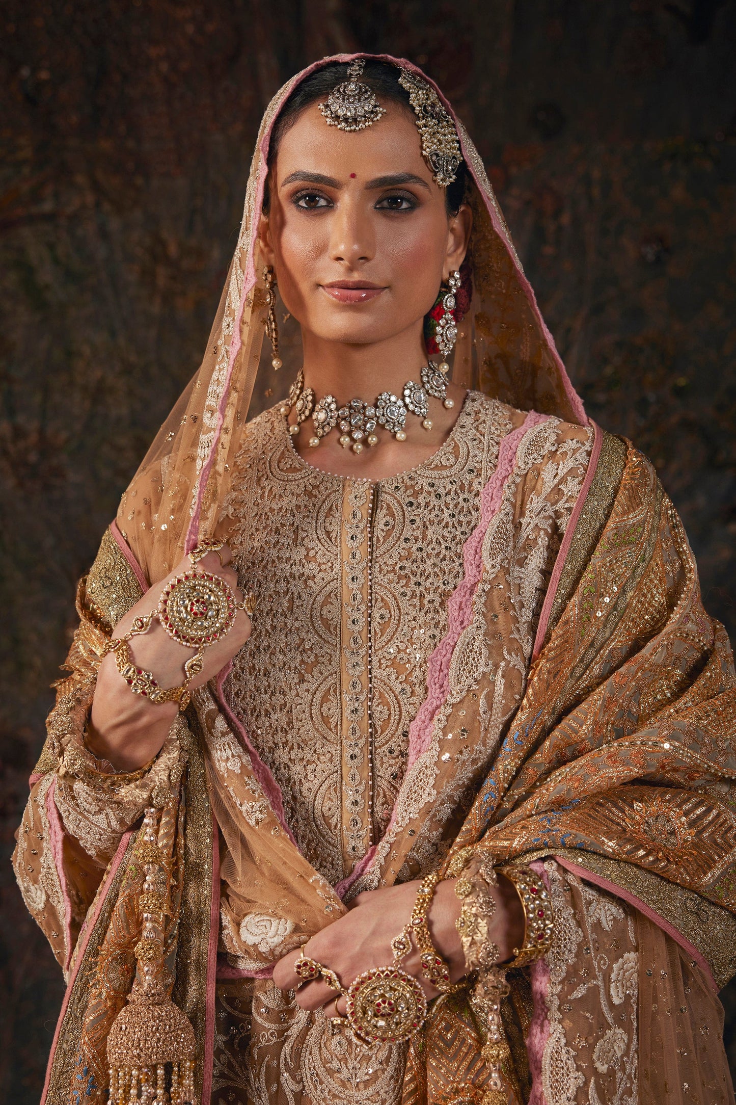 Earthy Beige Floral Kalidar Set