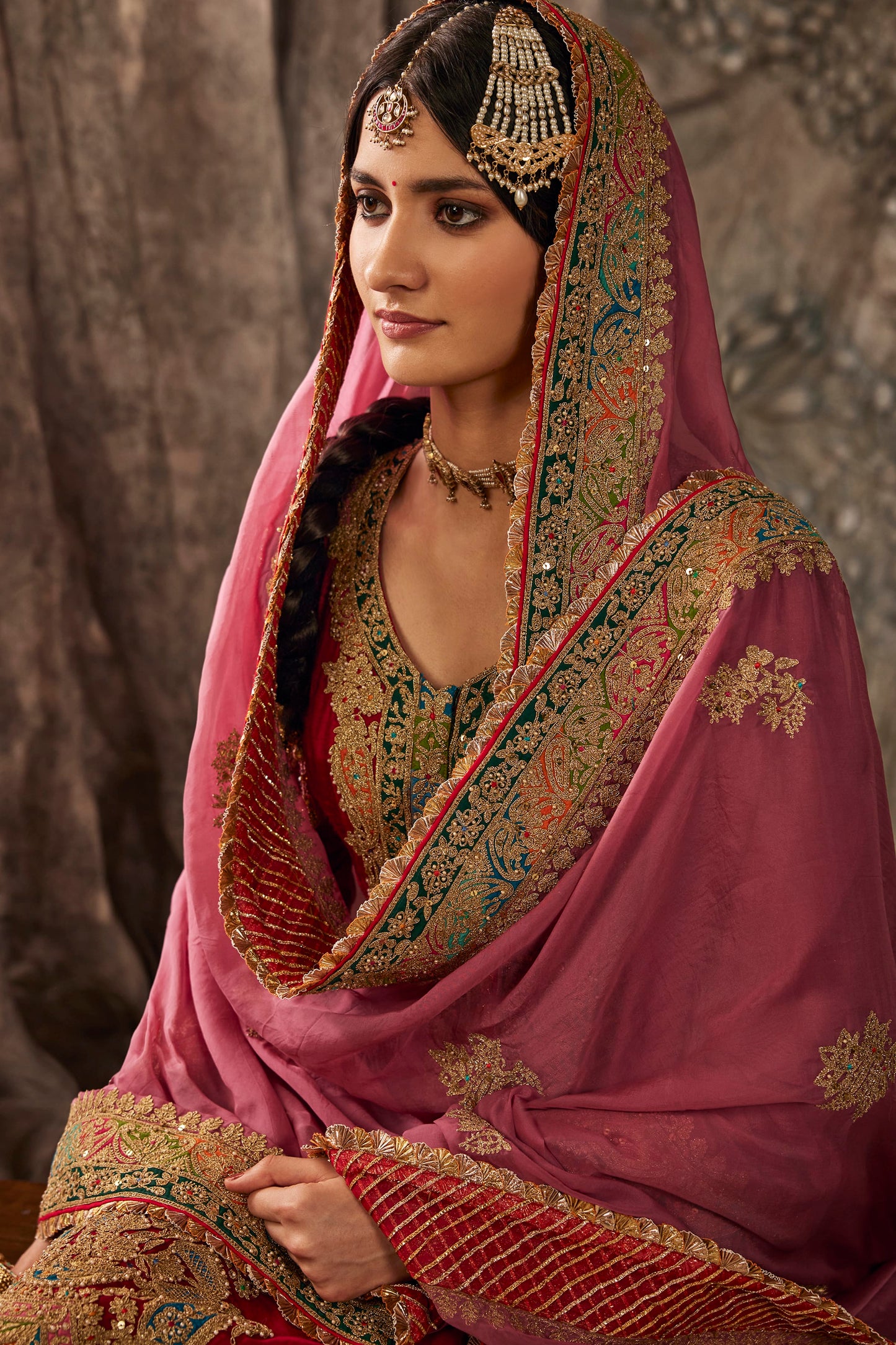 Earthy Red Embroidered Kurta Set