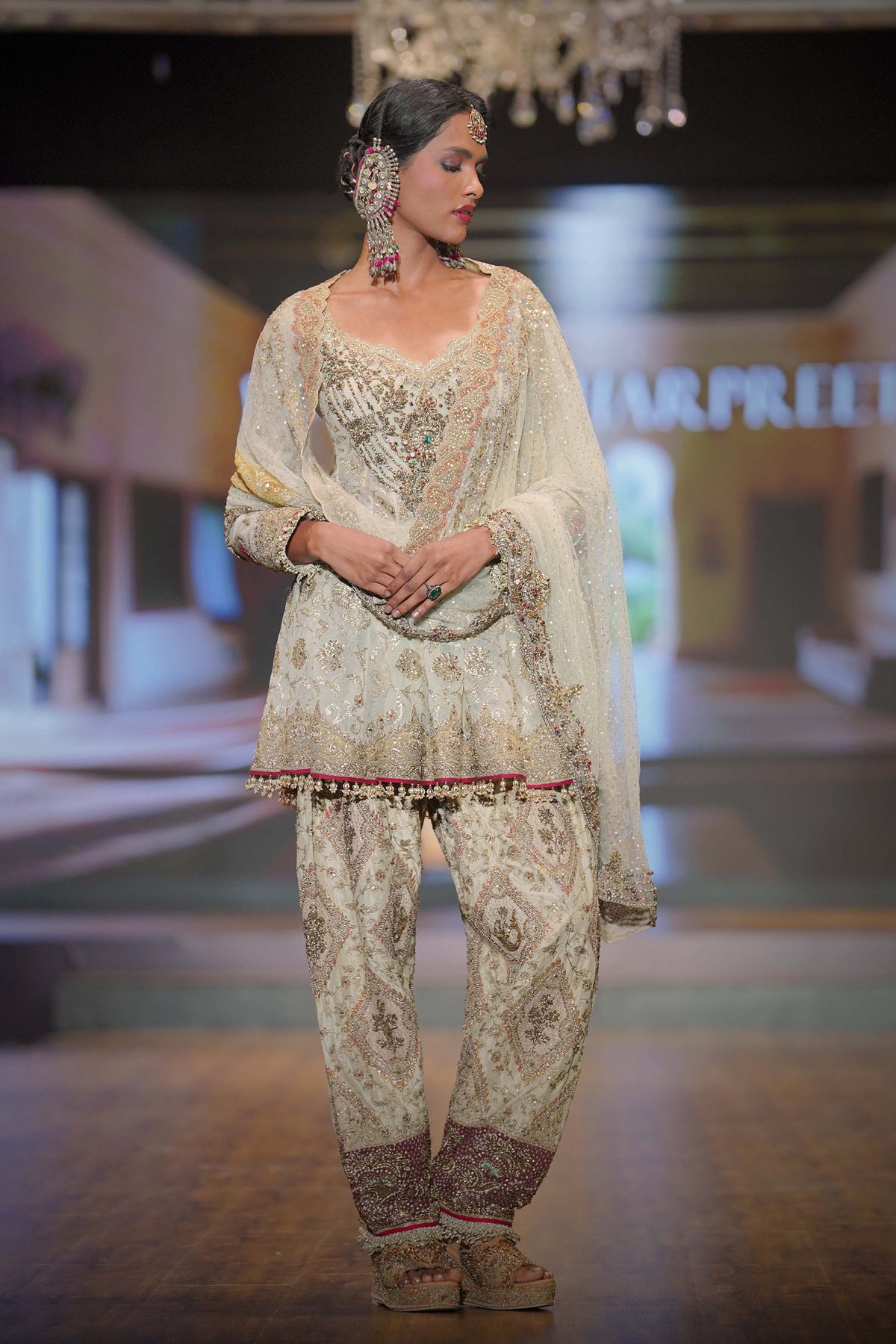 Ivory Tulle Kalidar Kurta Set