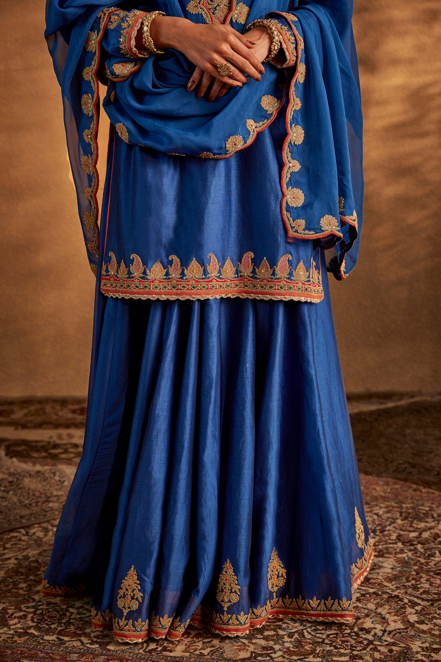 Lapis Blue Silk Sharara Set