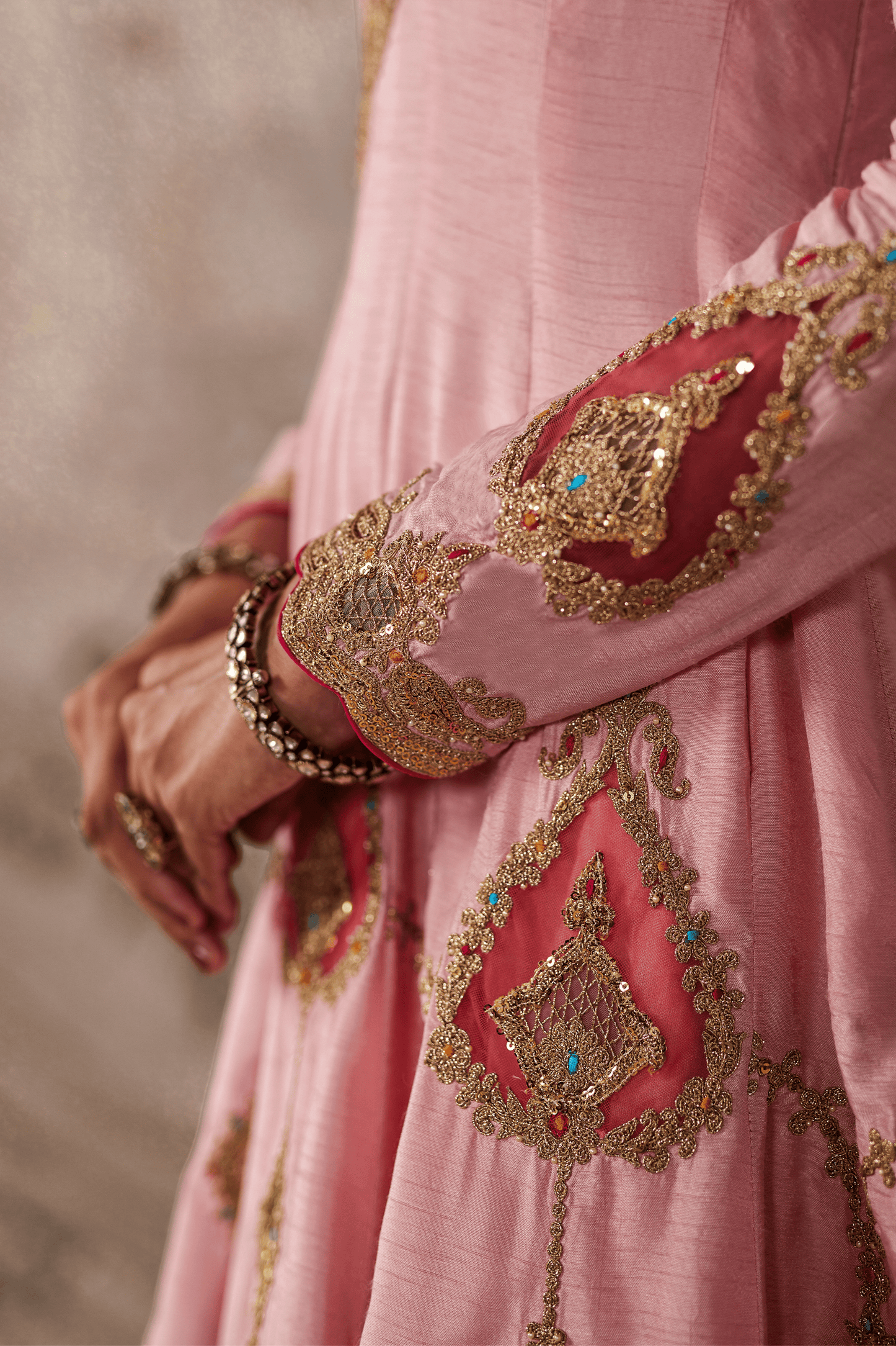 Pale Pink Kalidar- Sharara Set