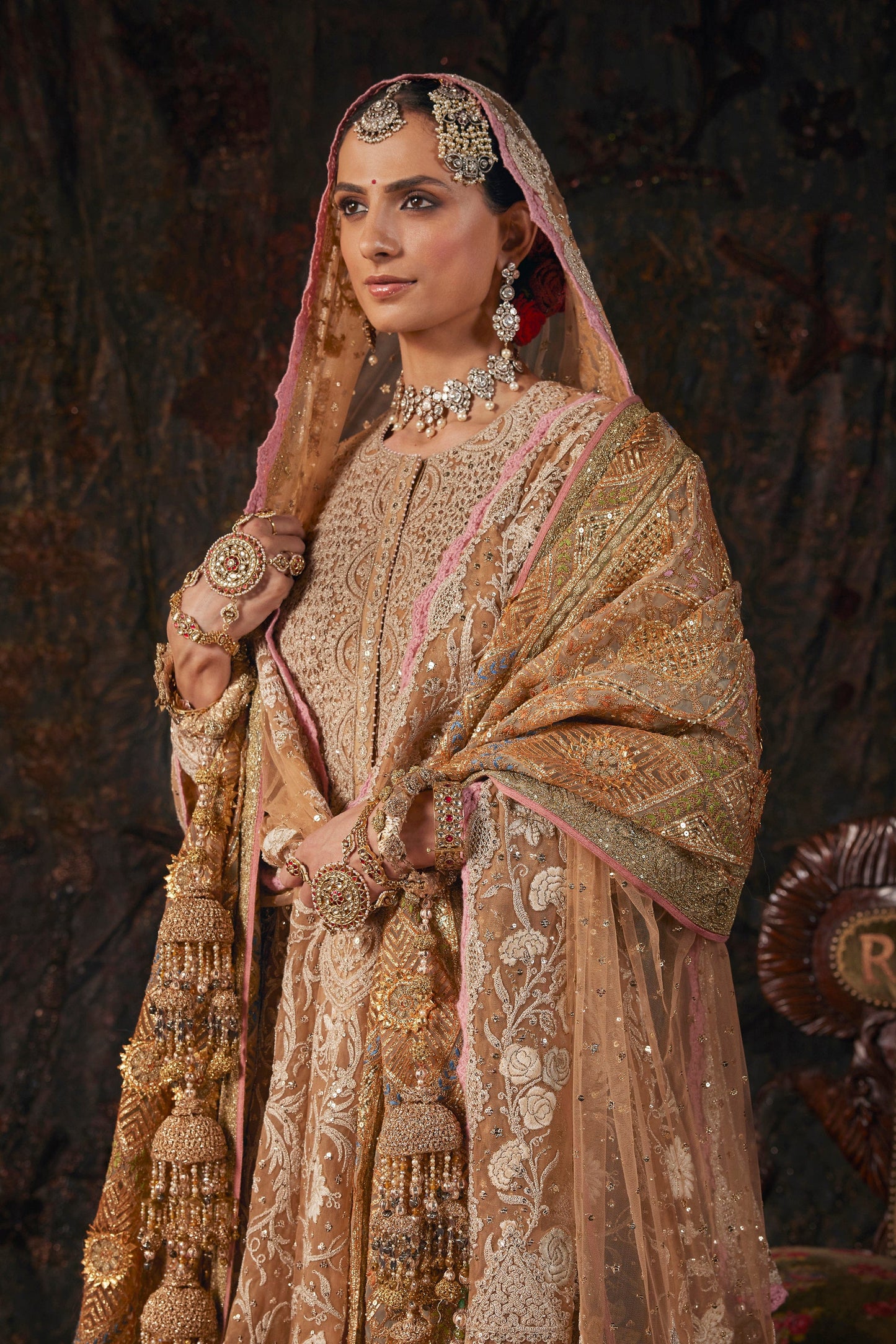 Earthy Beige Floral Kalidar Set