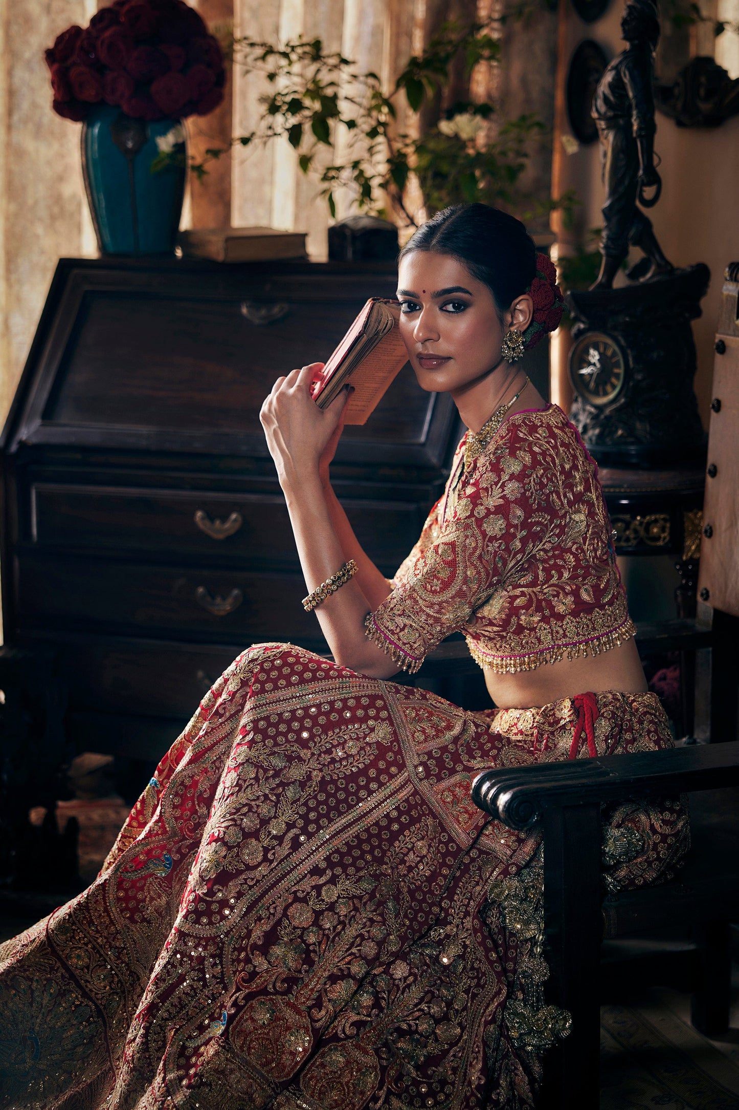 Heritage Deep Red Lehenga