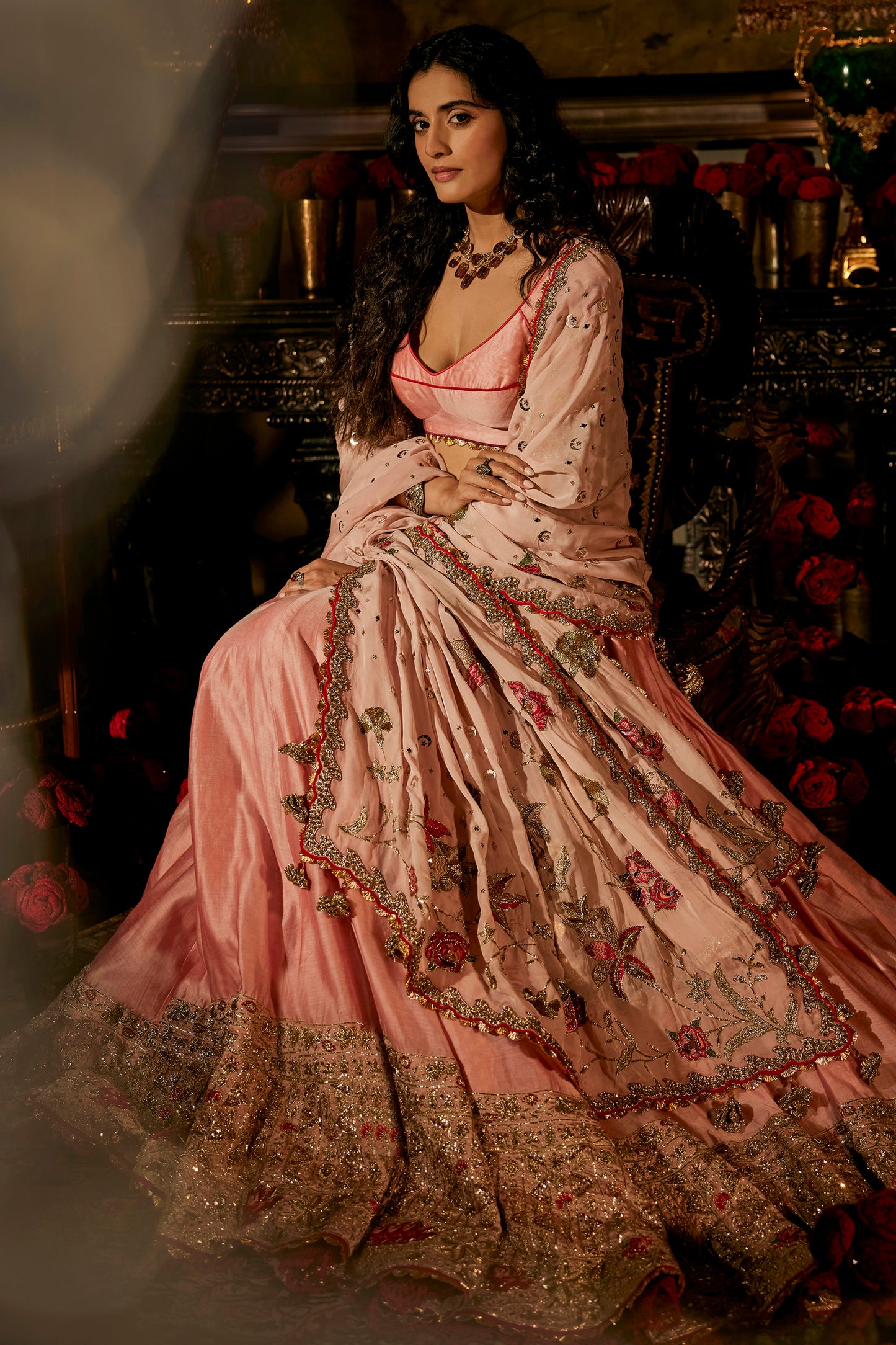 Soft Pink Silk Lehenga