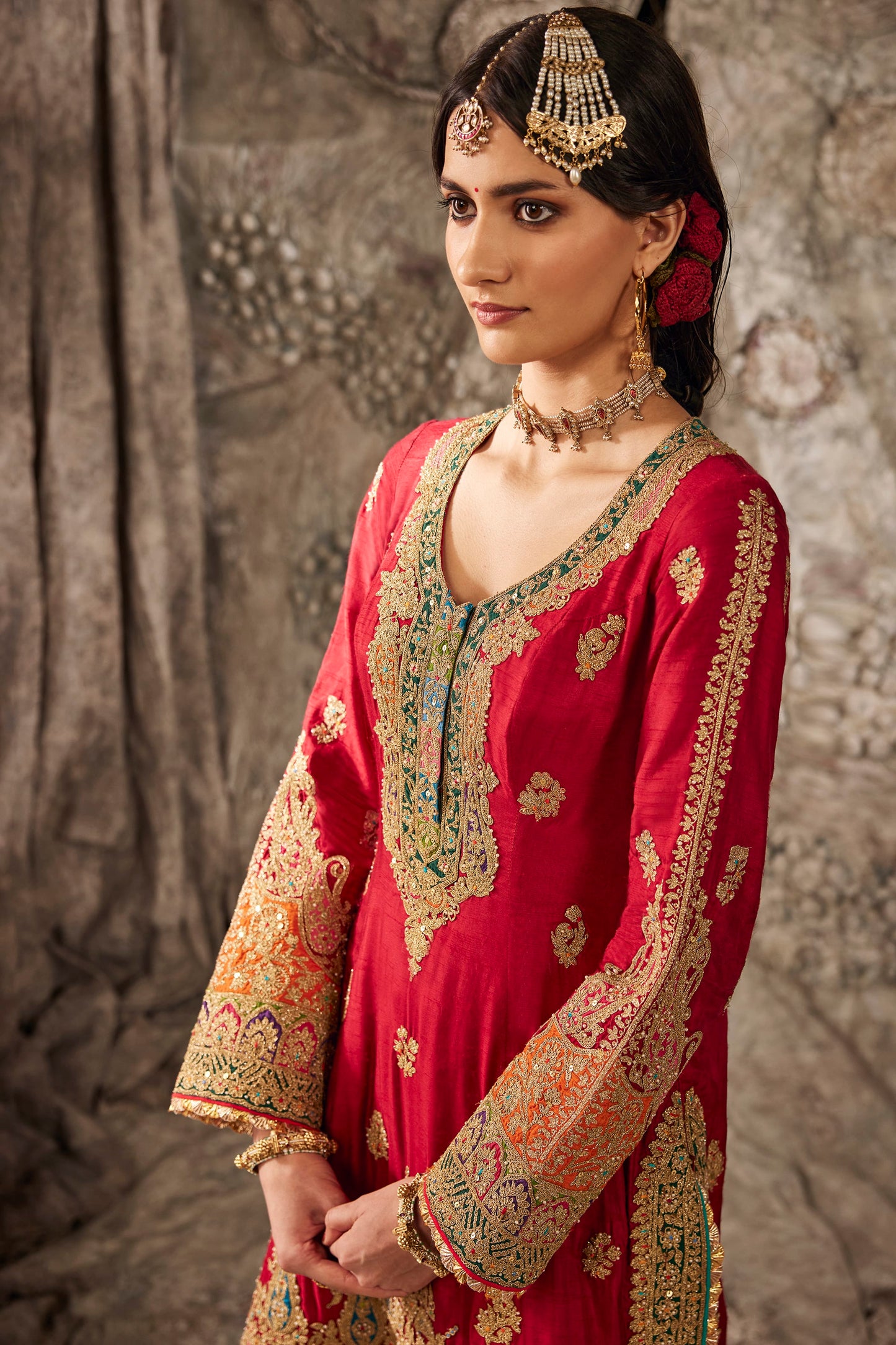 Earthy Red Embroidered Kurta Set