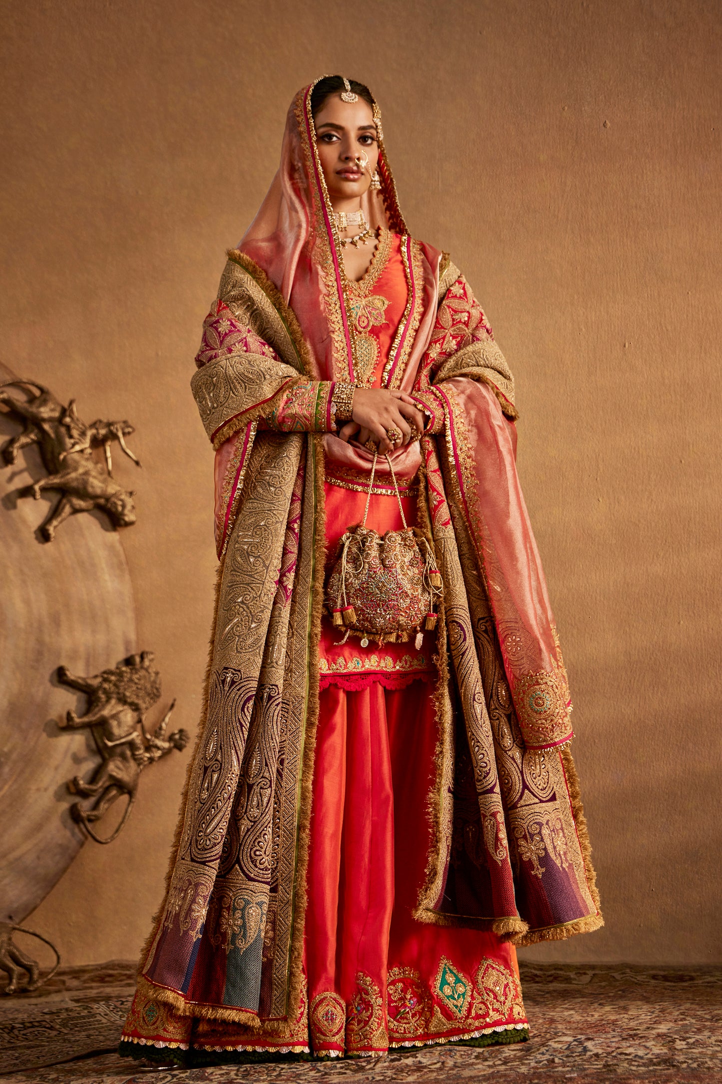 Peach Amber Sharara Set