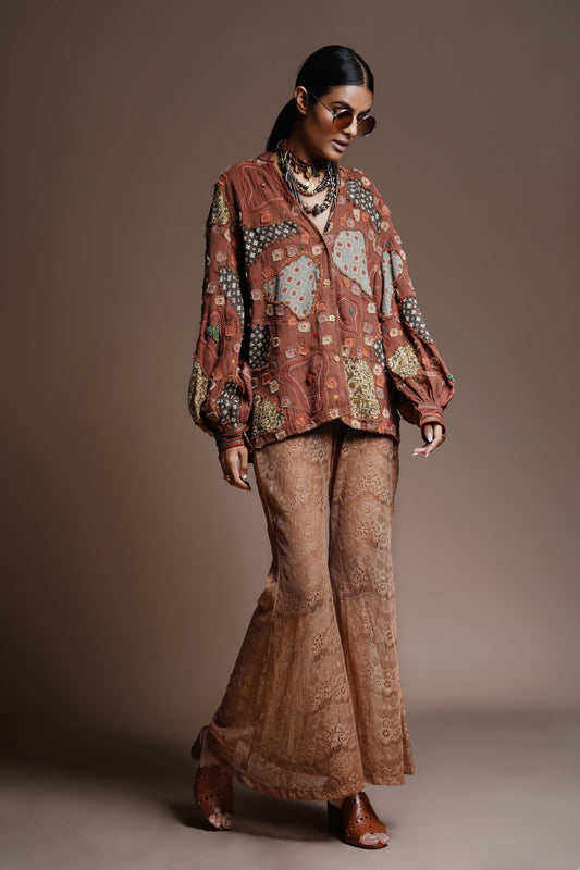 Brown Wanderer Patchscape Shirt