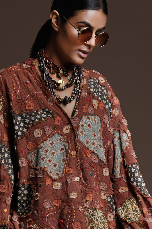 Brown Wanderer Patchscape Shirt