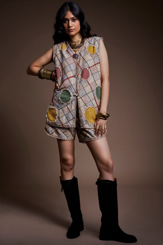 Ivory Sashiko Textured Folk Co-Ord Set