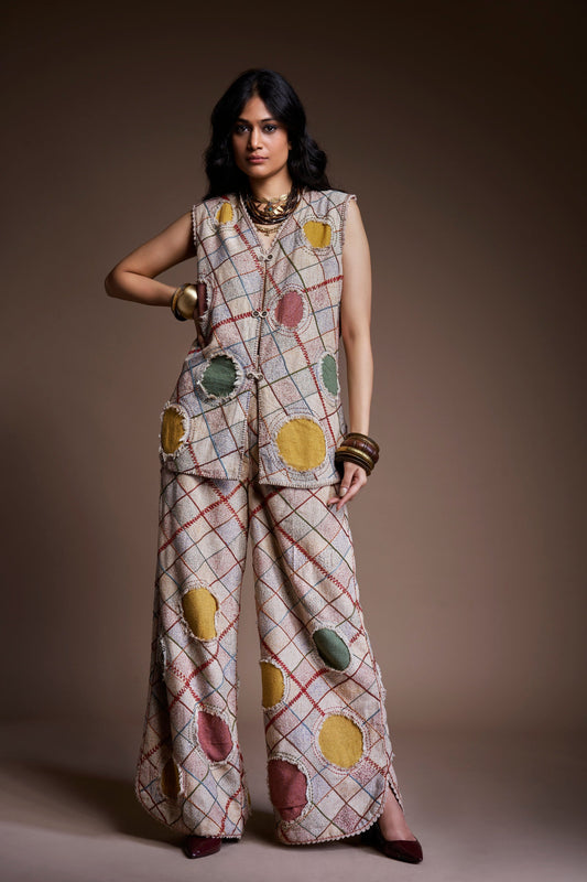 Ivory Sashiko Textured Folk Co-Ord Set