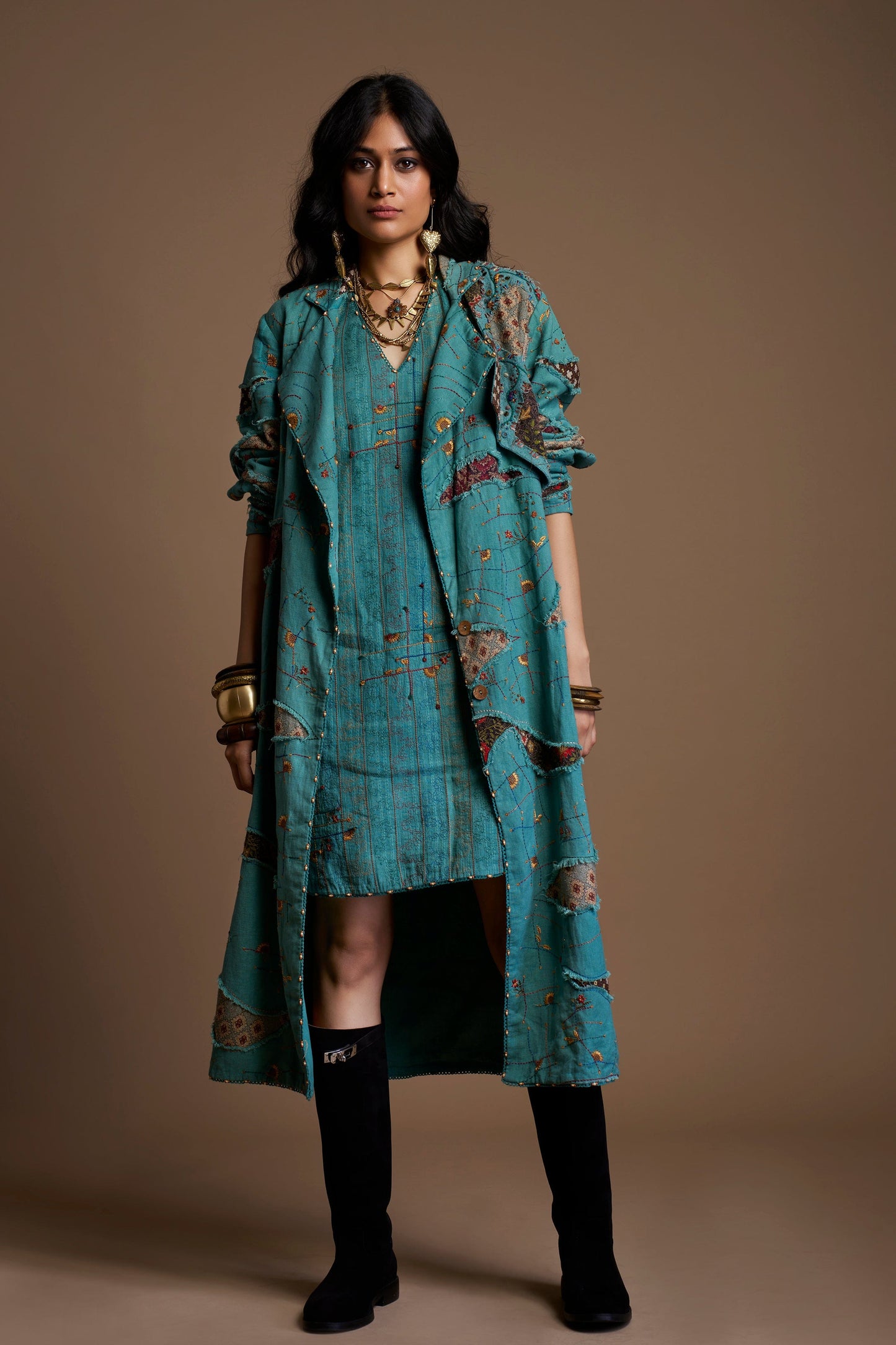 Teal Sunflower Blossom Dress
